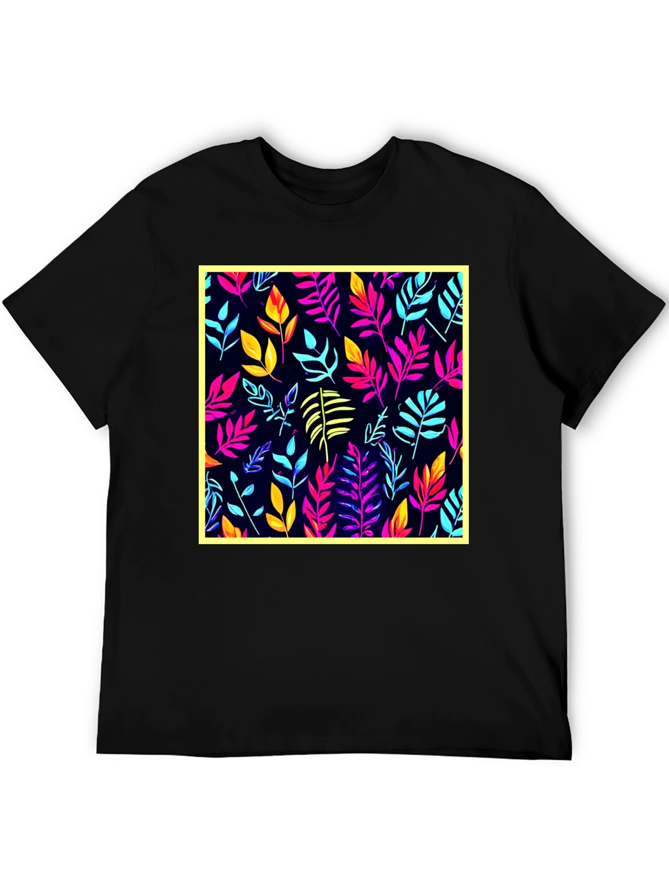 Vibrant Leaf Print T-Shirt - Stylish Casual Wear