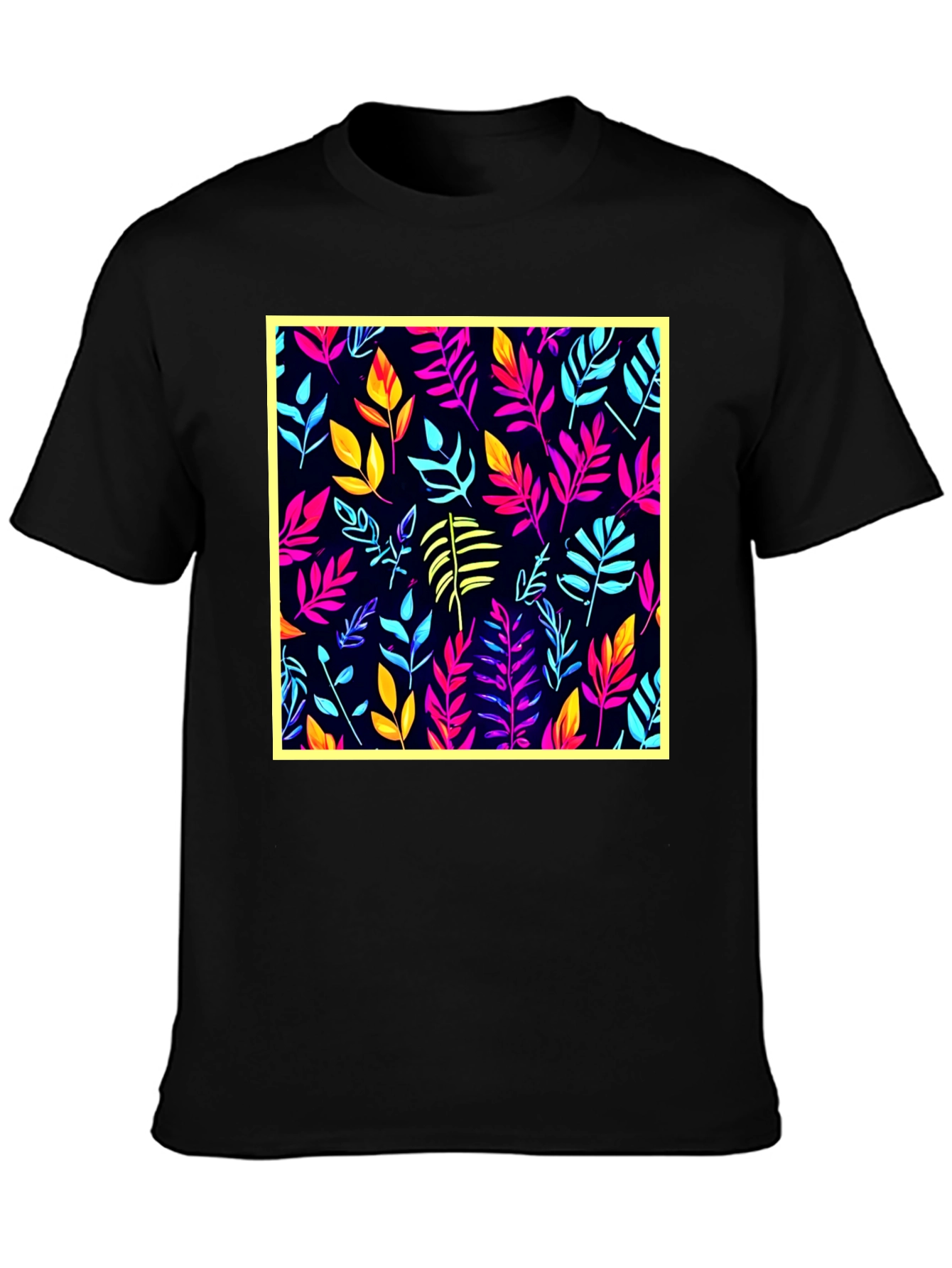 Vibrant Leaf Print T-Shirt - Stylish Casual Wear