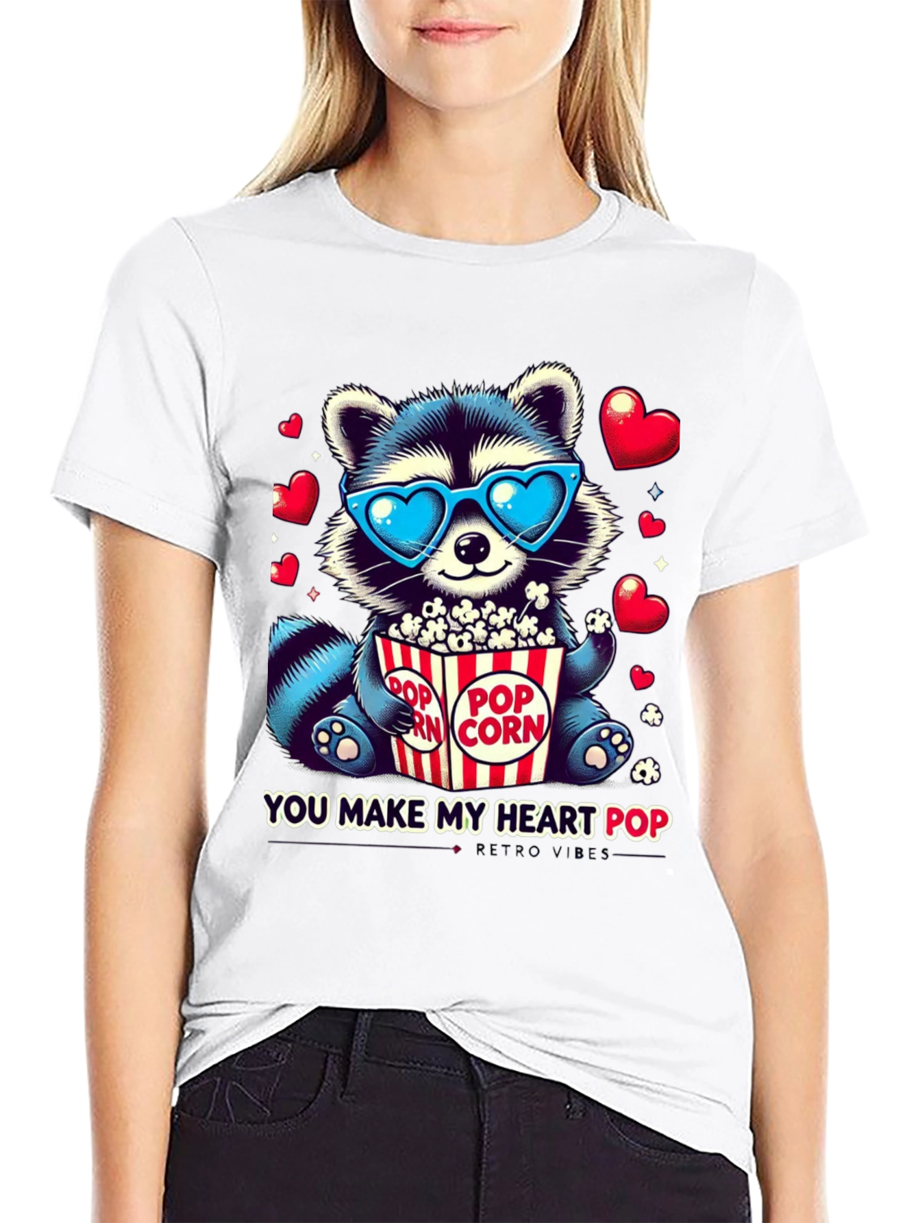 Heart Pop Raccoon T-Shirt