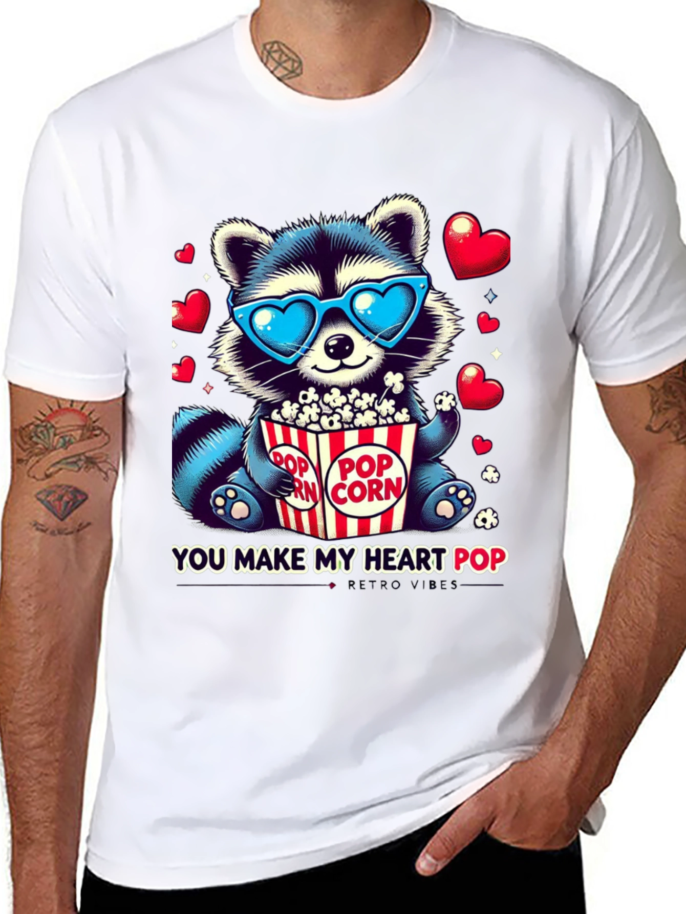 Heart Pop Raccoon T-Shirt
