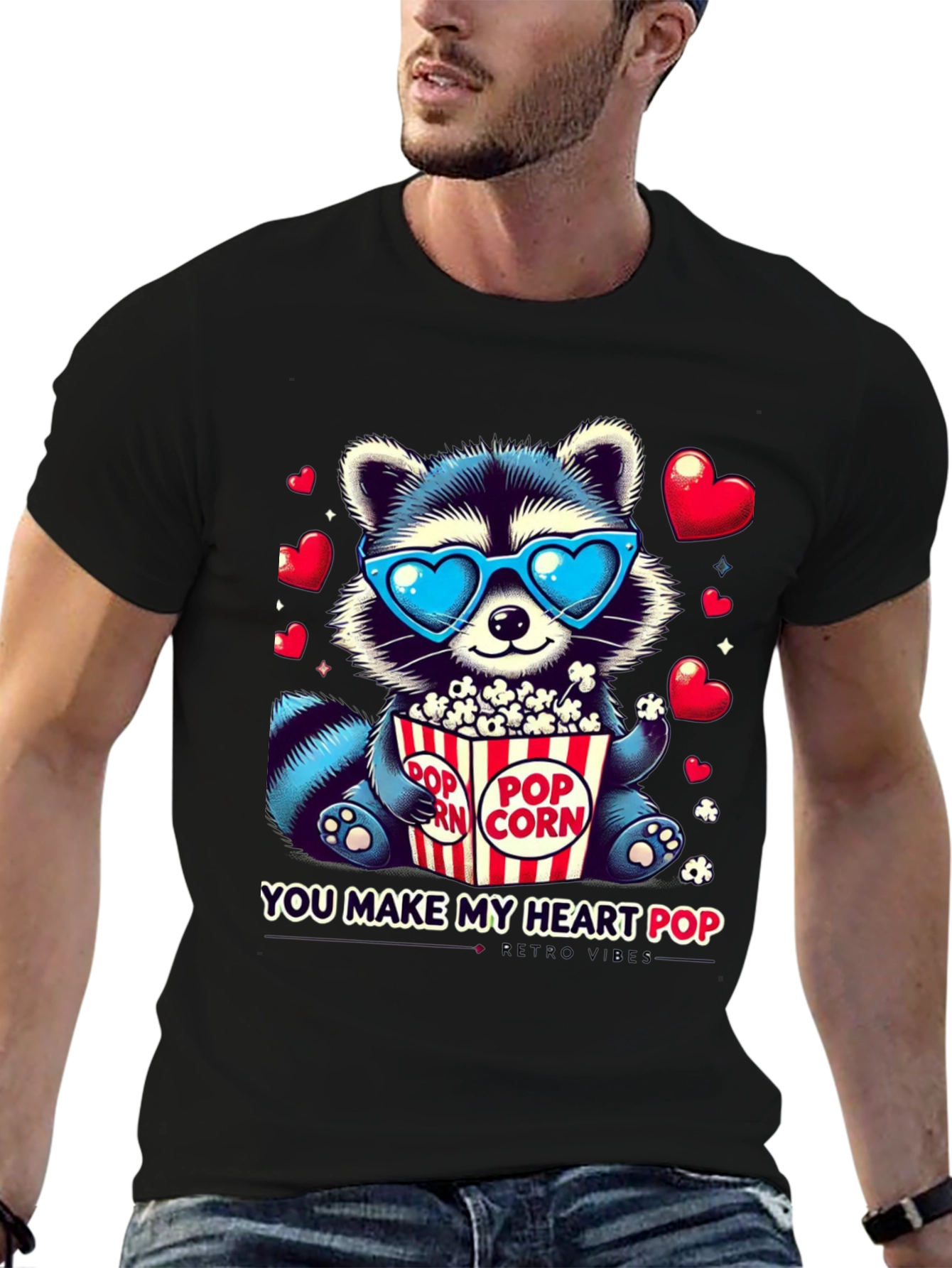 Heart Pop Raccoon T-Shirt