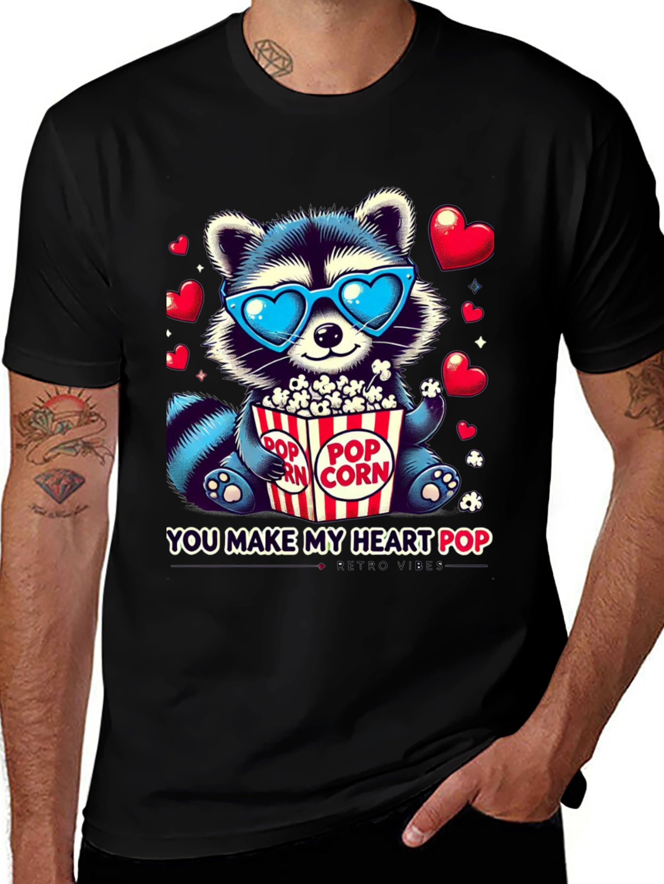 Heart Pop Raccoon T-Shirt