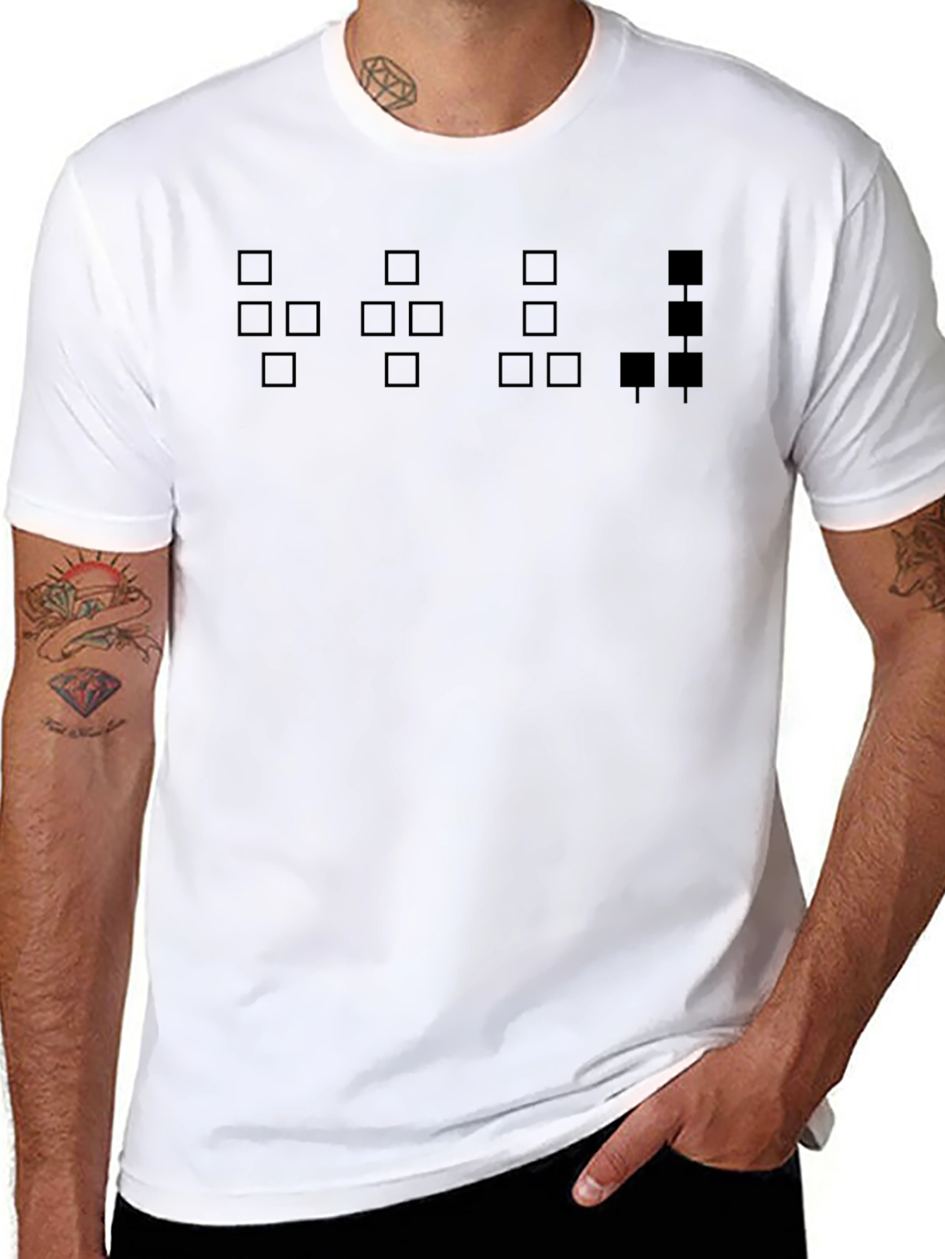 Pixelated Pattern Black T-Shirt