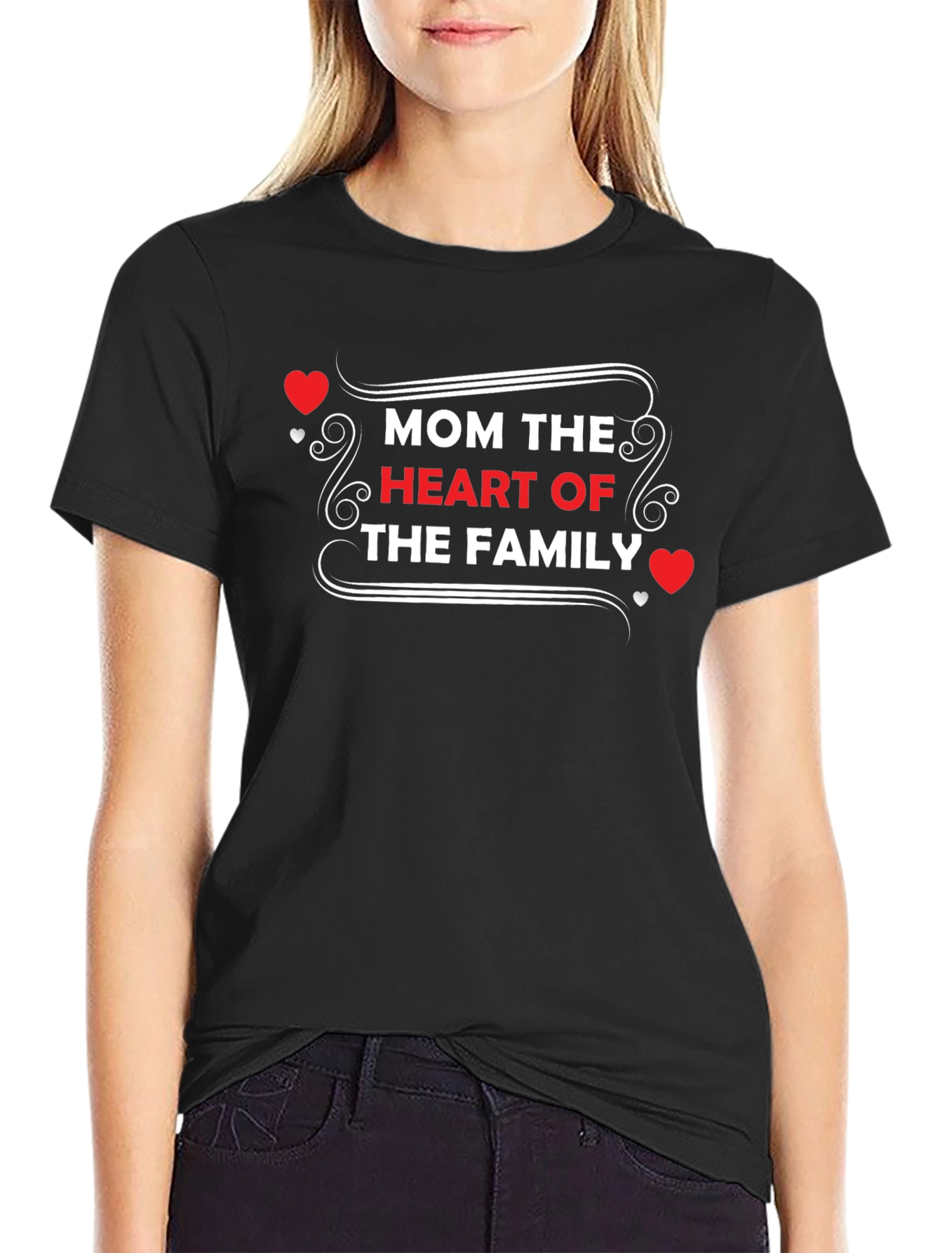 Mom The Heart of The Family Graphic Tee