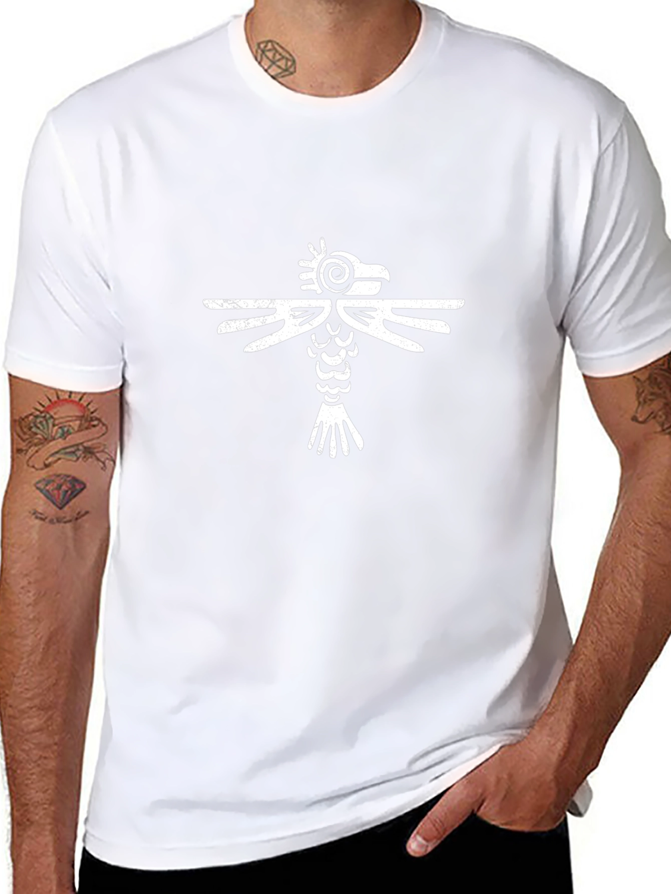 Tribal Bird Graphic Tee - Black