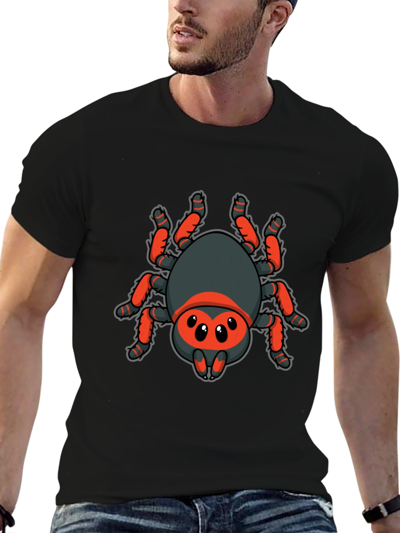 Cartoon Spider Graphic Black T-Shirt