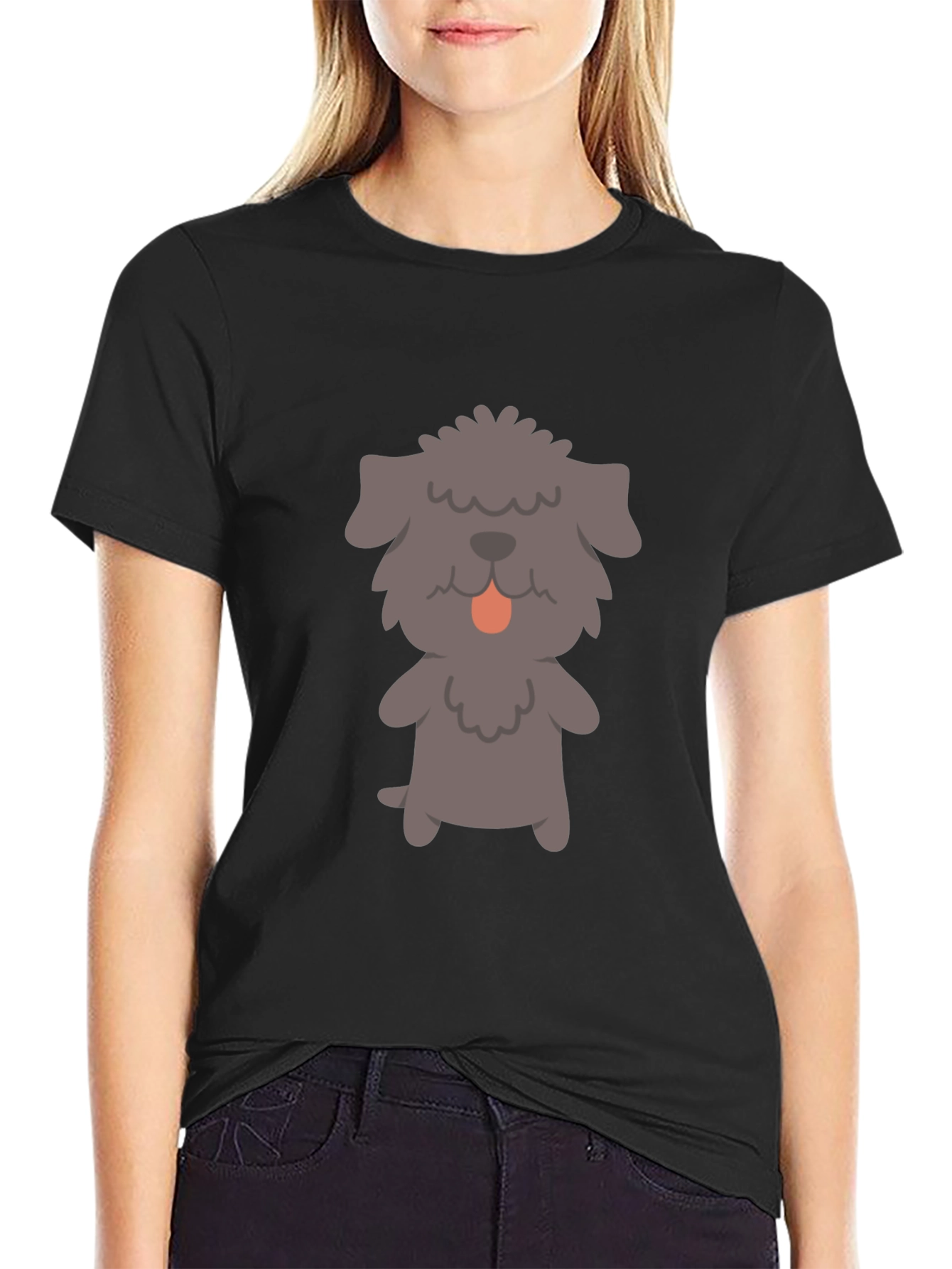 Dog Graphic T-Shirt - Black Cotton Tee
