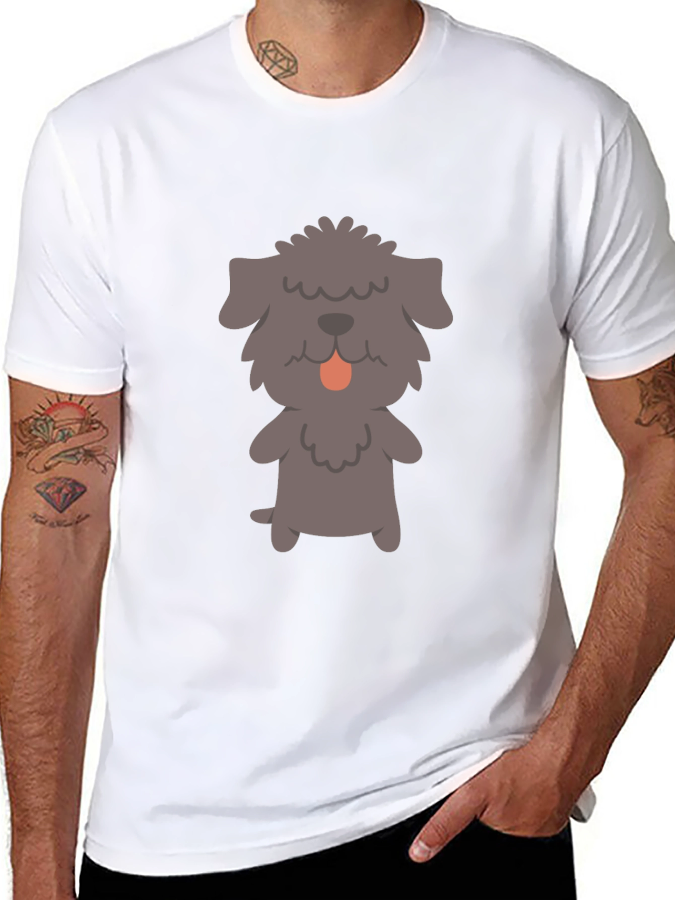 Dog Graphic T-Shirt - Black Cotton Tee