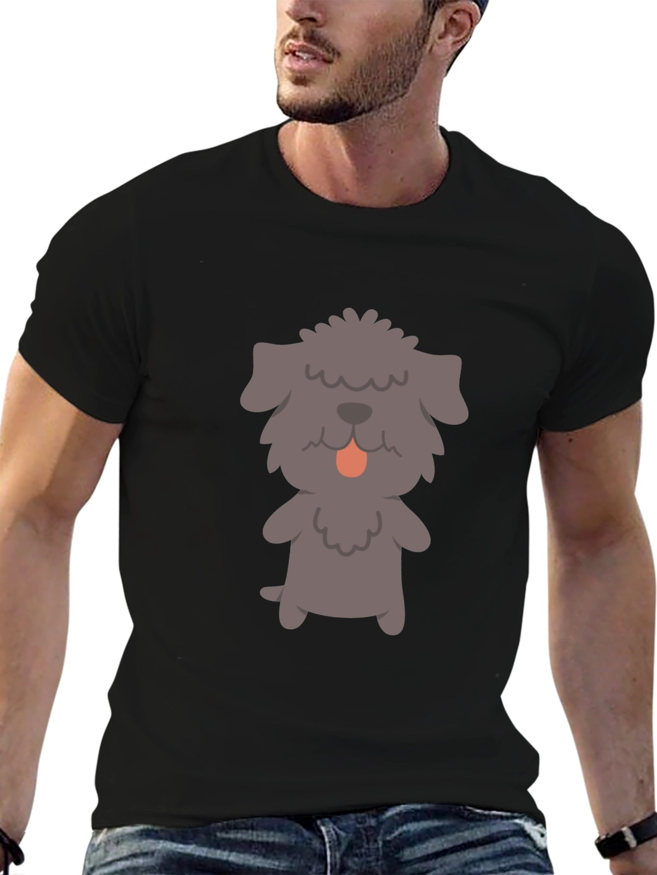 Dog Graphic T-Shirt - Black Cotton Tee