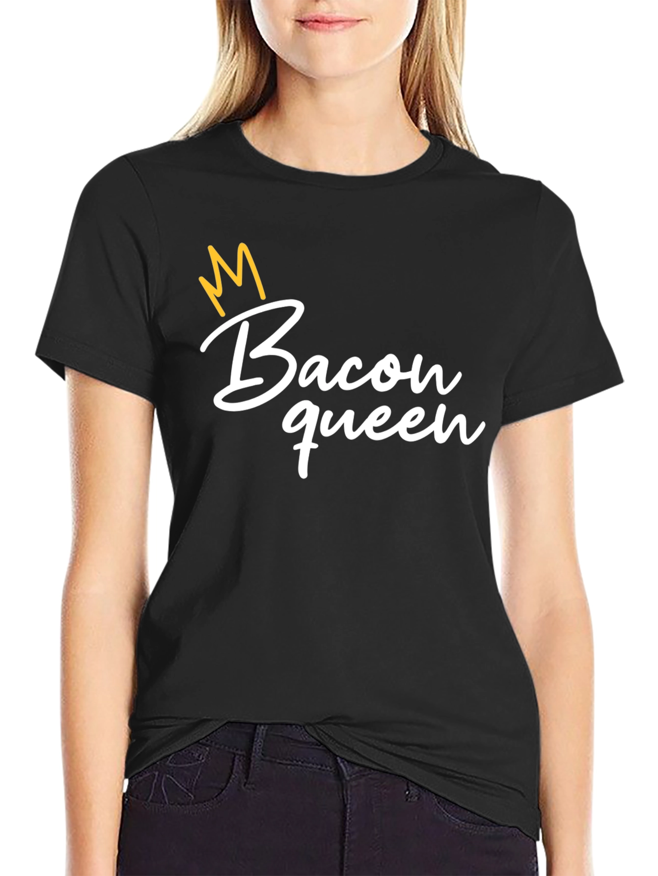 Bacon Queen Graphic T-Shirt - Black