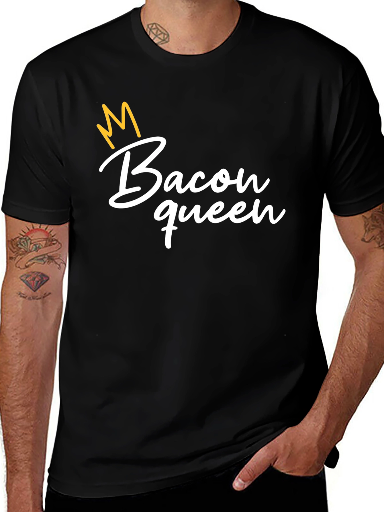 Bacon Queen Graphic T-Shirt - Black