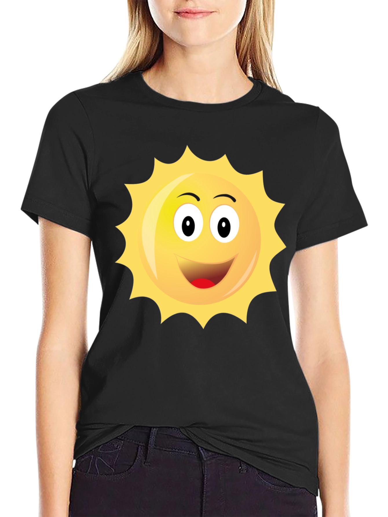 Happy Sun Graphic Black T-Shirt