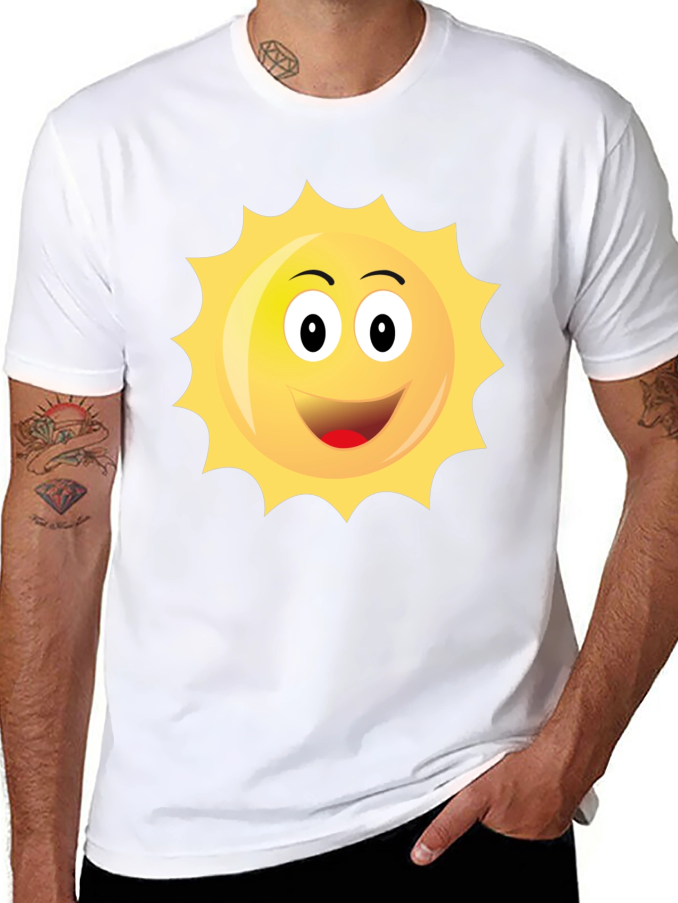Happy Sun Graphic Black T-Shirt