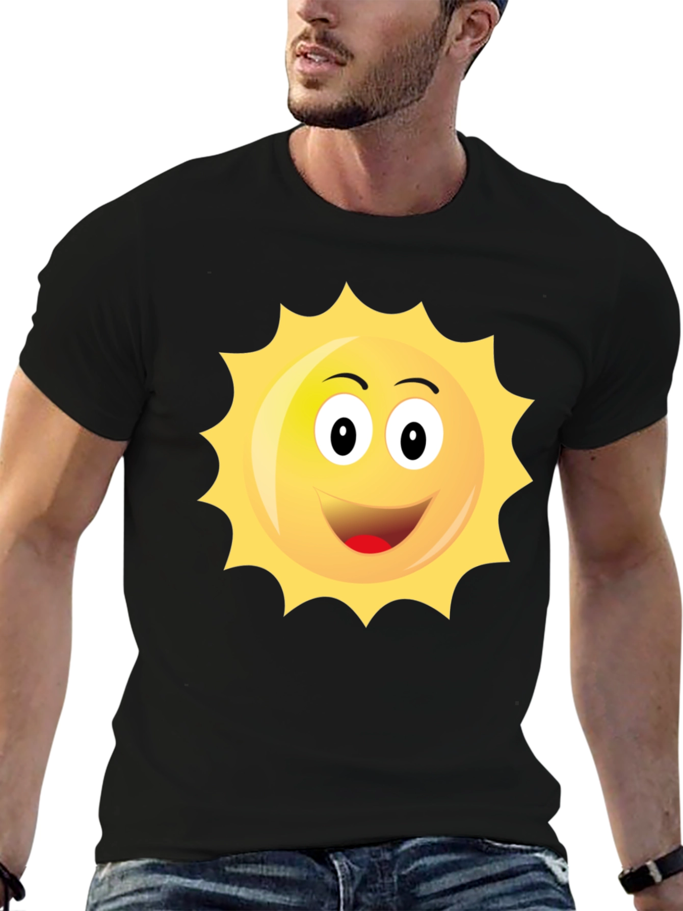 Happy Sun Graphic Black T-Shirt