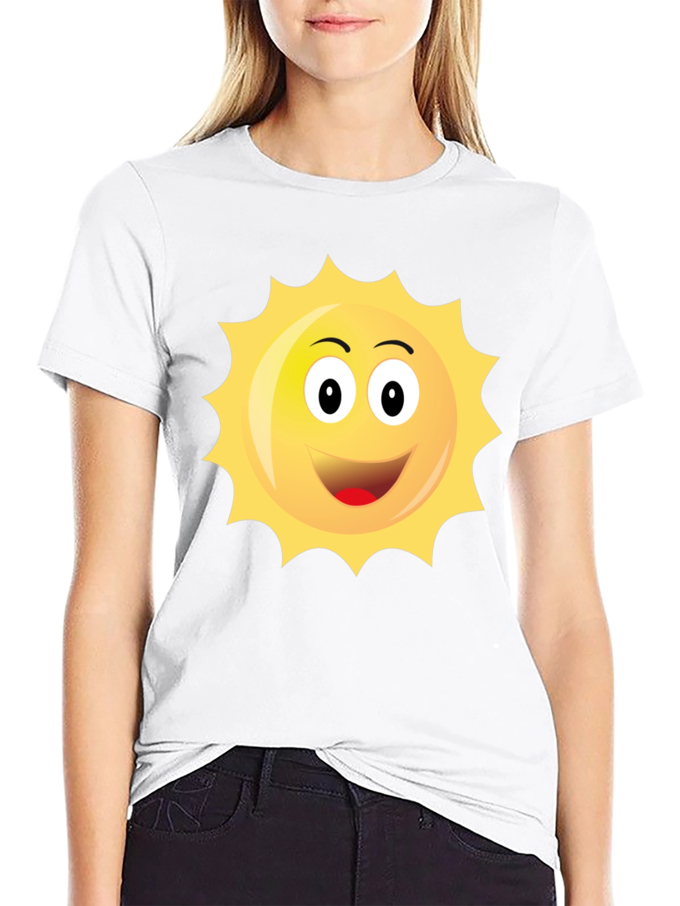 Happy Sun Graphic Black T-Shirt