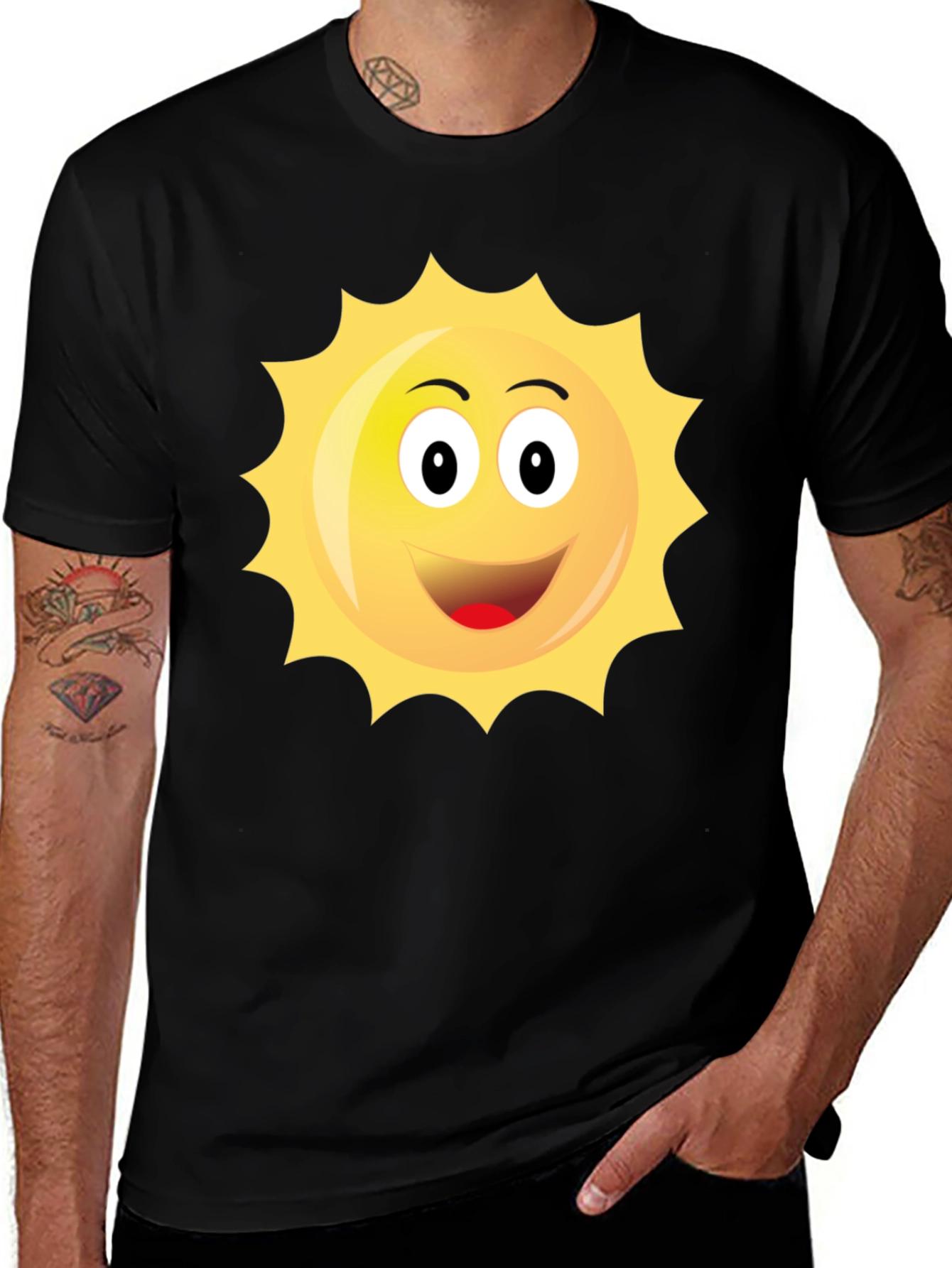 Happy Sun Graphic Black T-Shirt