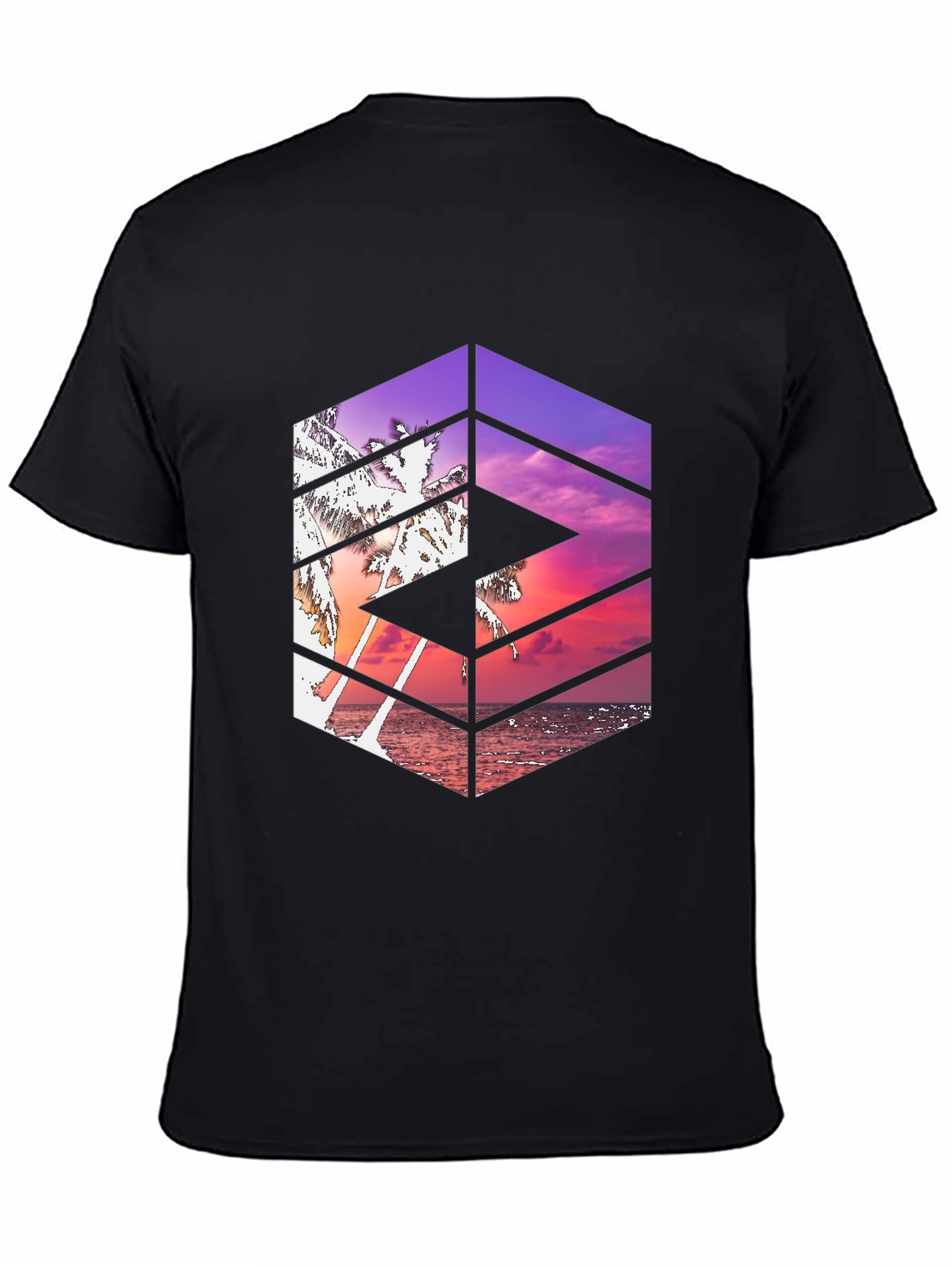Tropical Sunset Graphic Tee - Cool Geometric Design