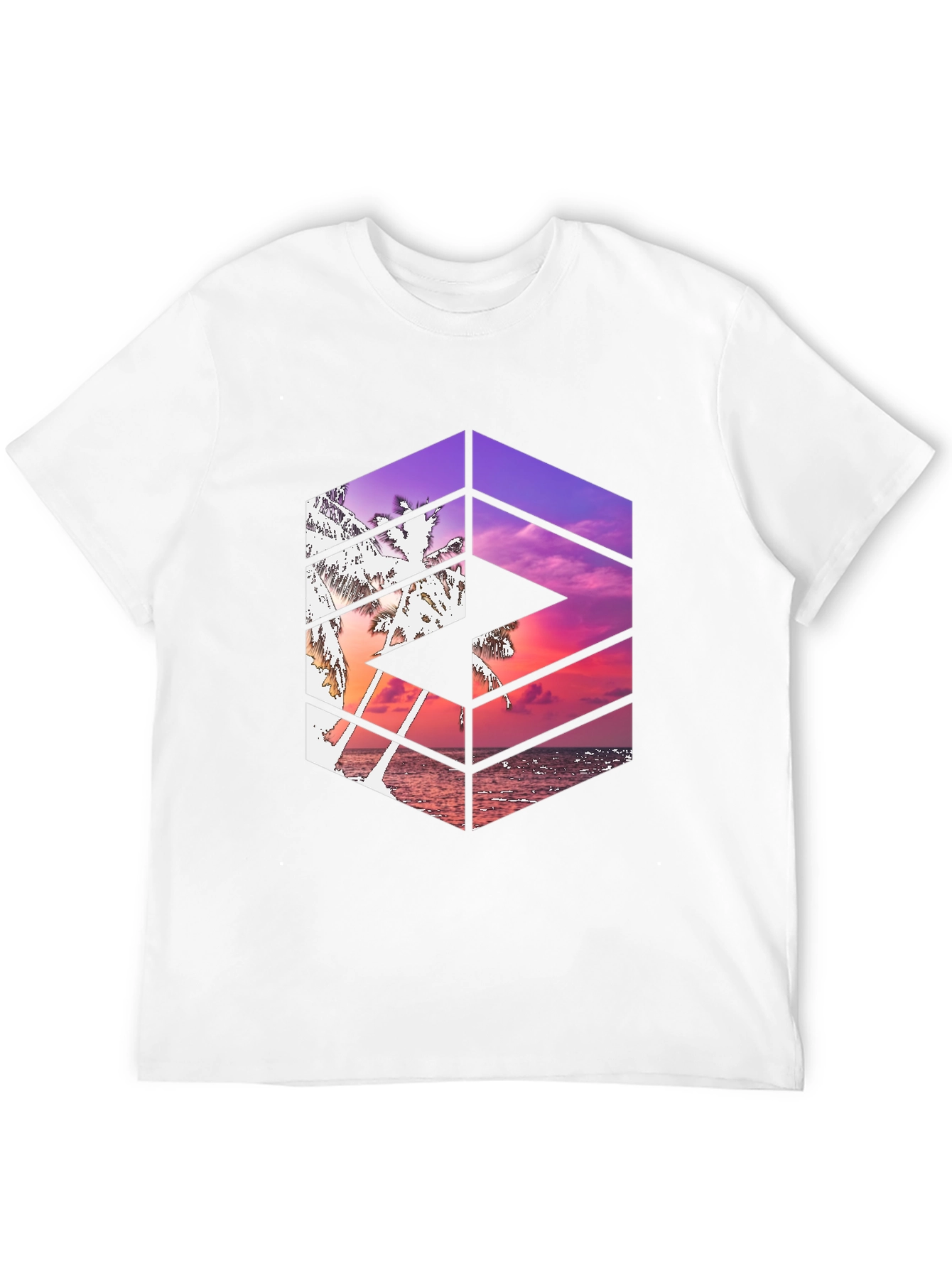 Tropical Sunset Graphic Tee - Cool Geometric Design