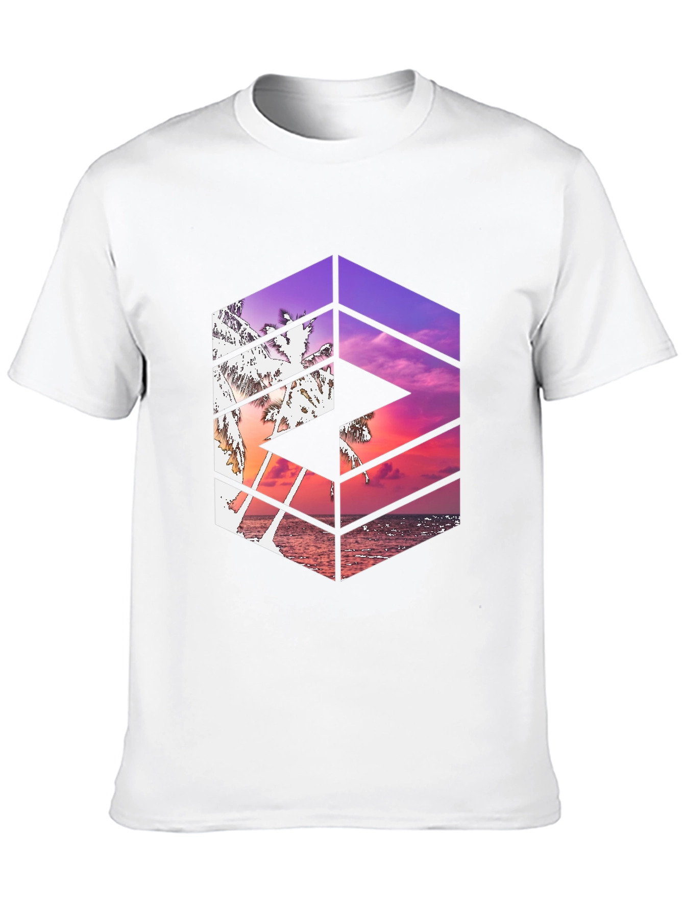 Tropical Sunset Graphic Tee - Cool Geometric Design