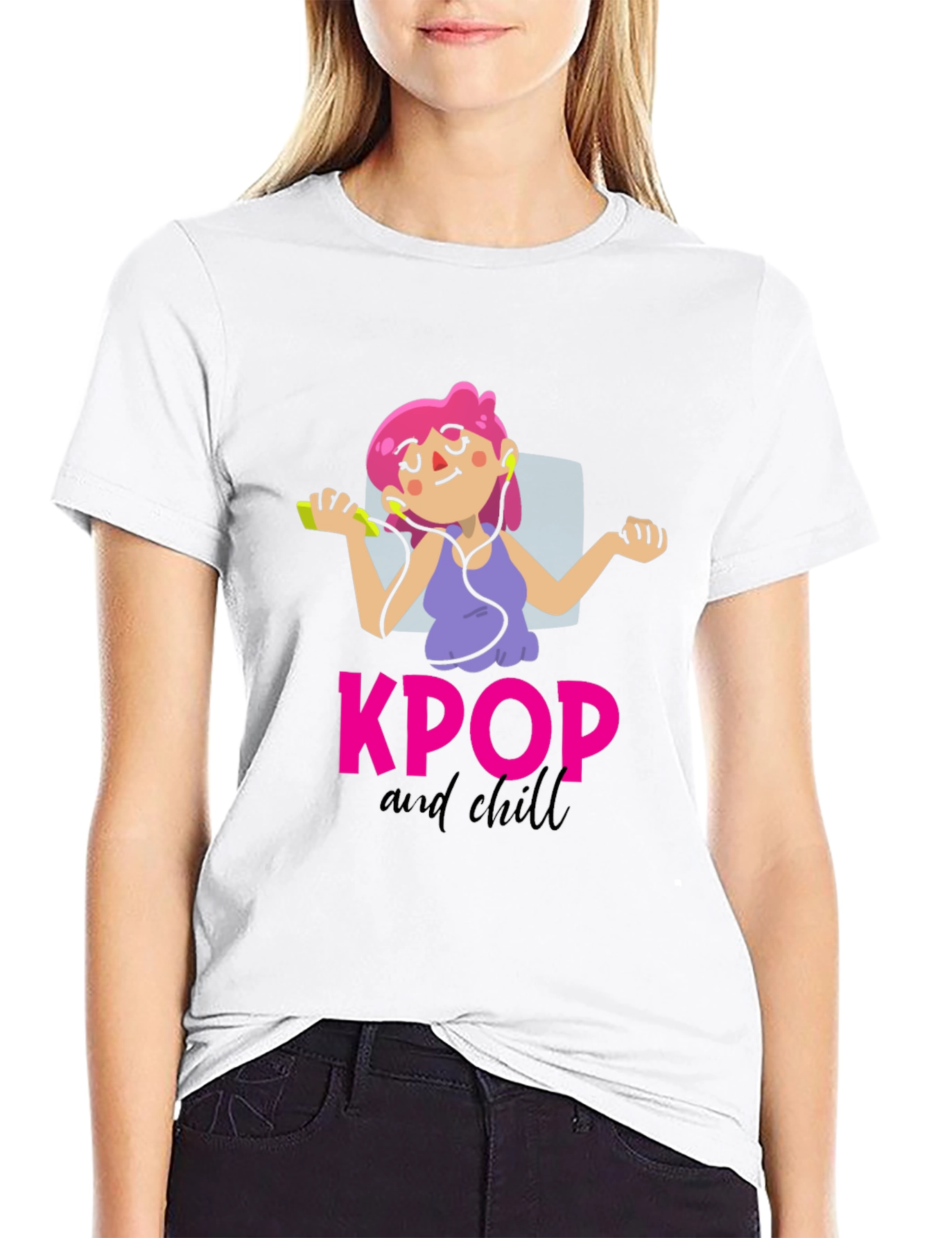 KPOP and Chill Graphic Tee - Black Cotton T-Shirt