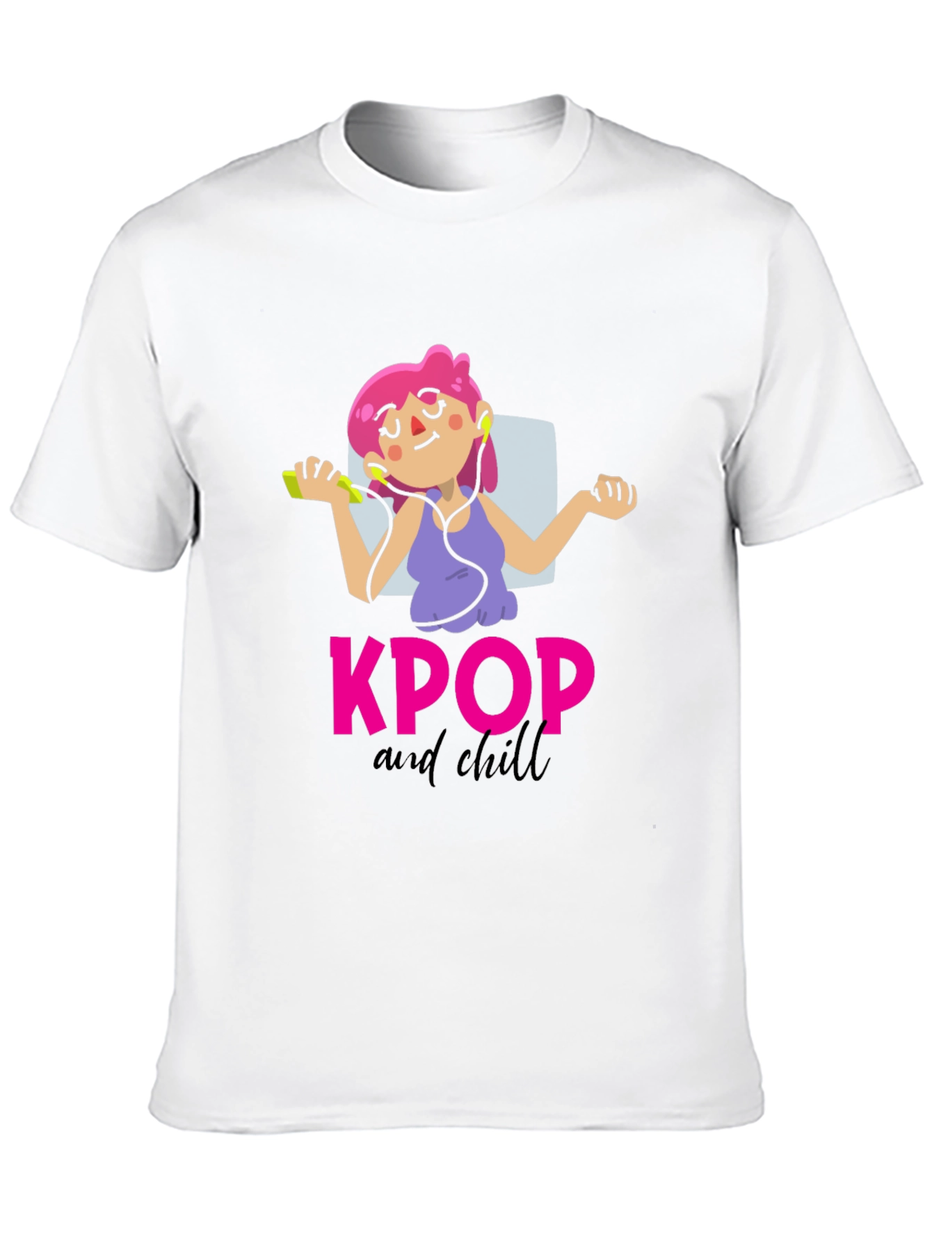 KPOP and Chill Graphic Tee - Black Cotton T-Shirt