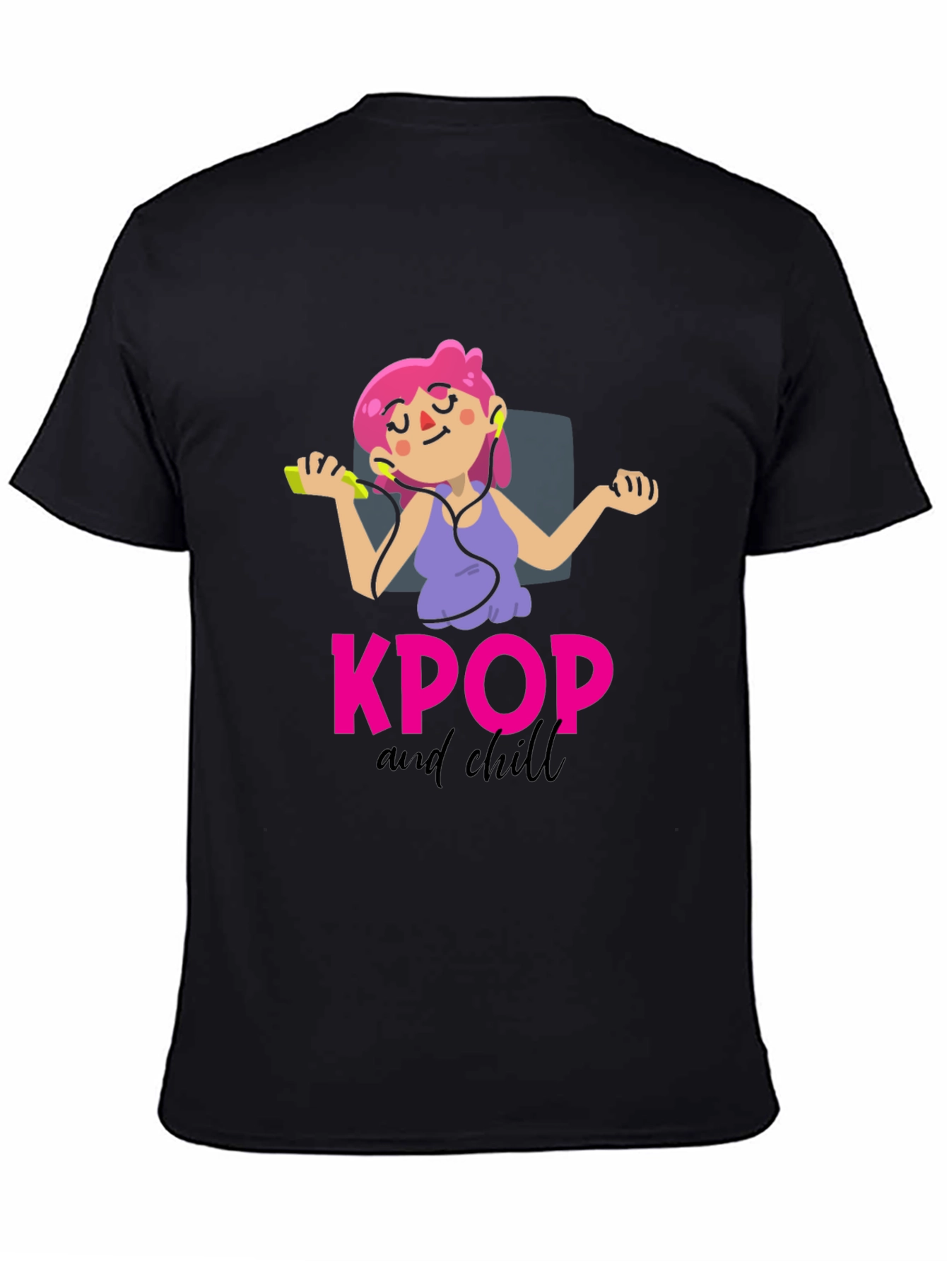 KPOP and Chill Graphic Tee - Black Cotton T-Shirt