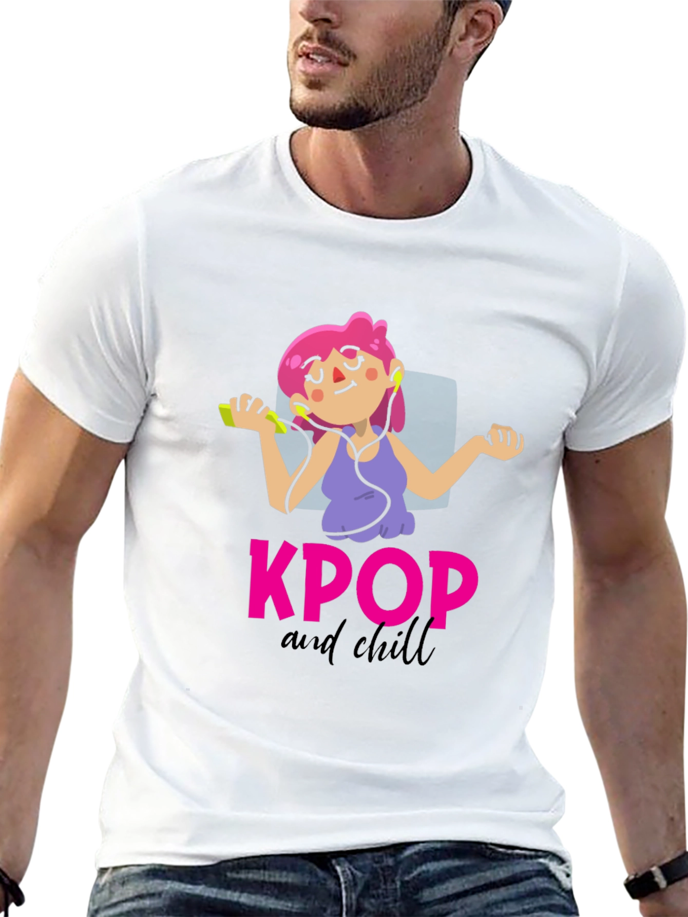 KPOP and Chill Graphic Tee - Black Cotton T-Shirt