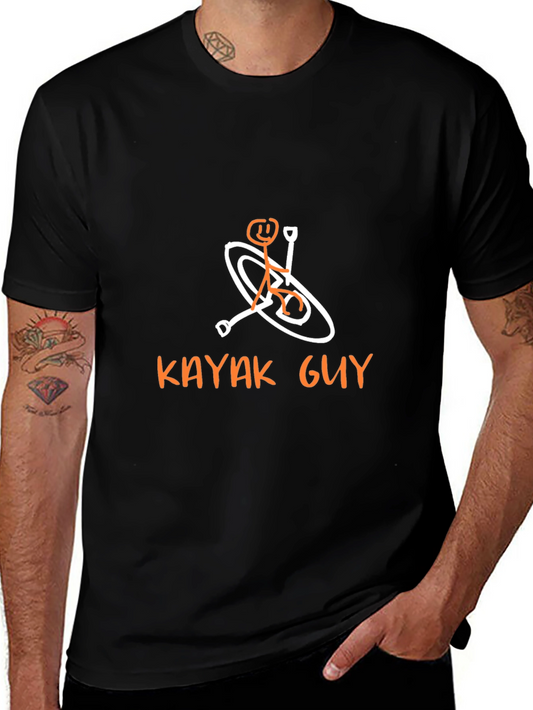 Kayaking Stick Figure Graphic Tee - Black