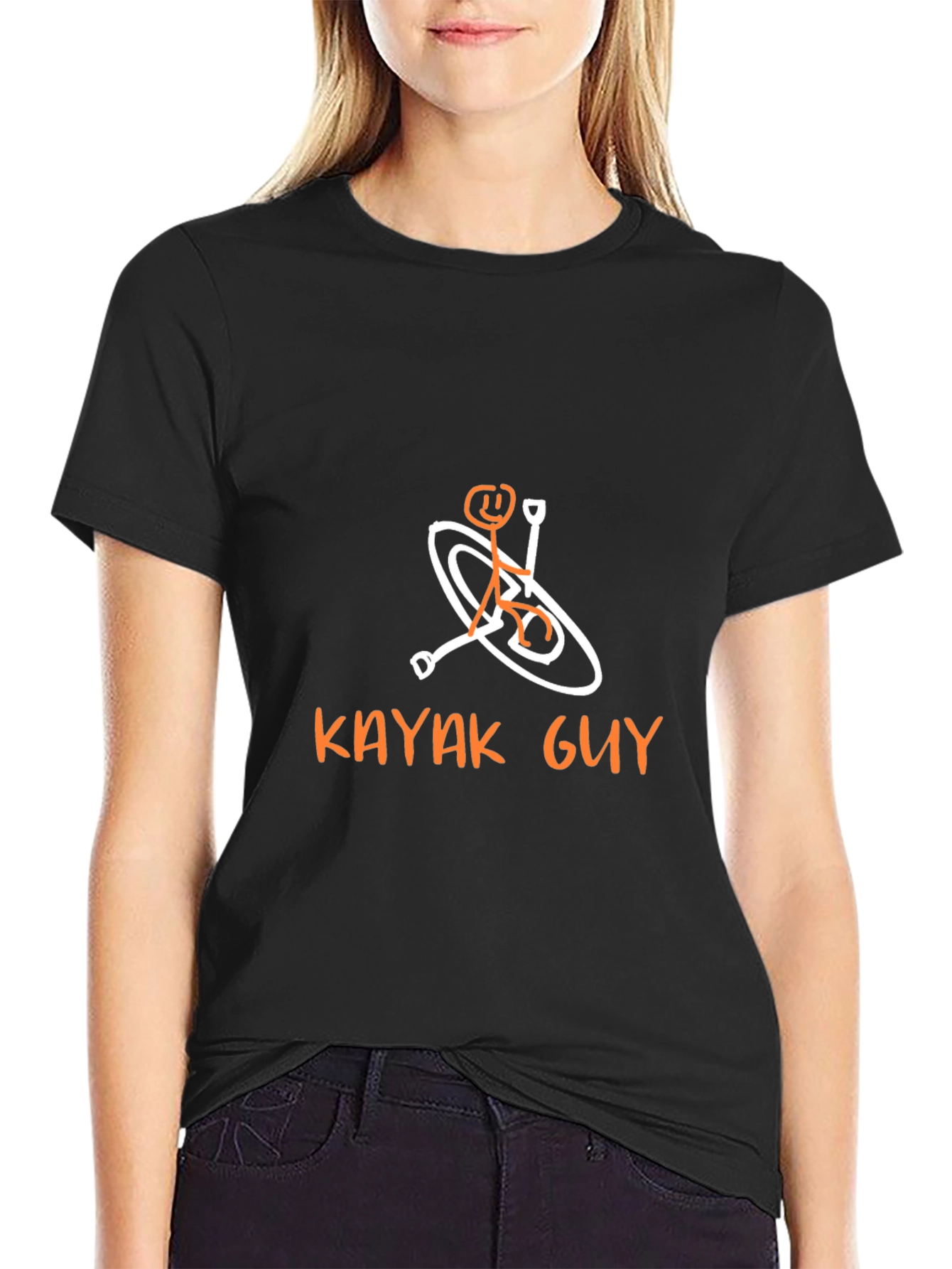 Kayaking Stick Figure Graphic Tee - Black