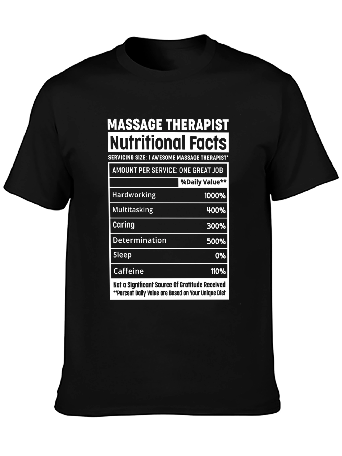 Massage Therapist Nutritional Facts T-Shirt