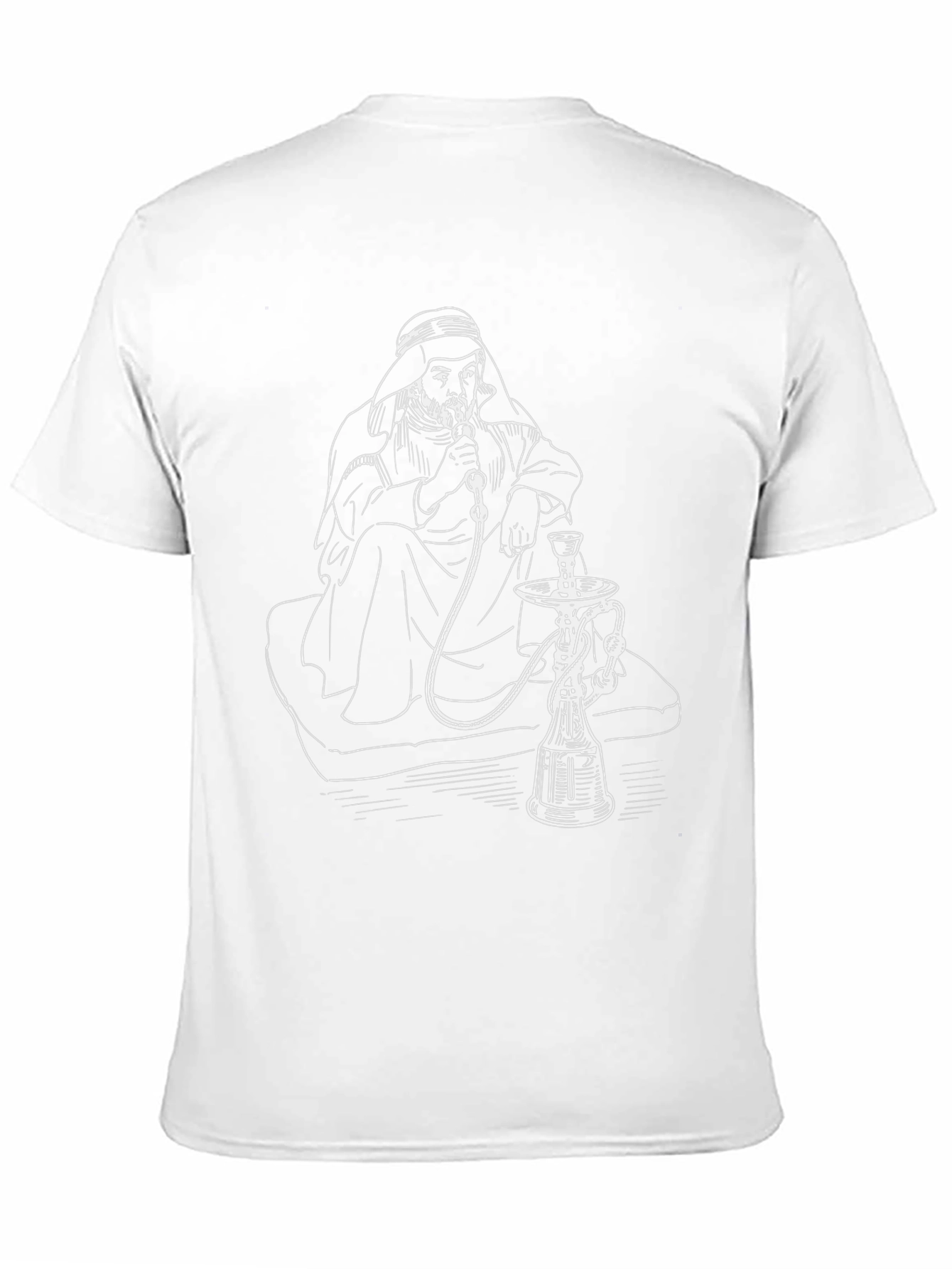 Hookah Smoking Man Graphic Tee - Black T-Shirt