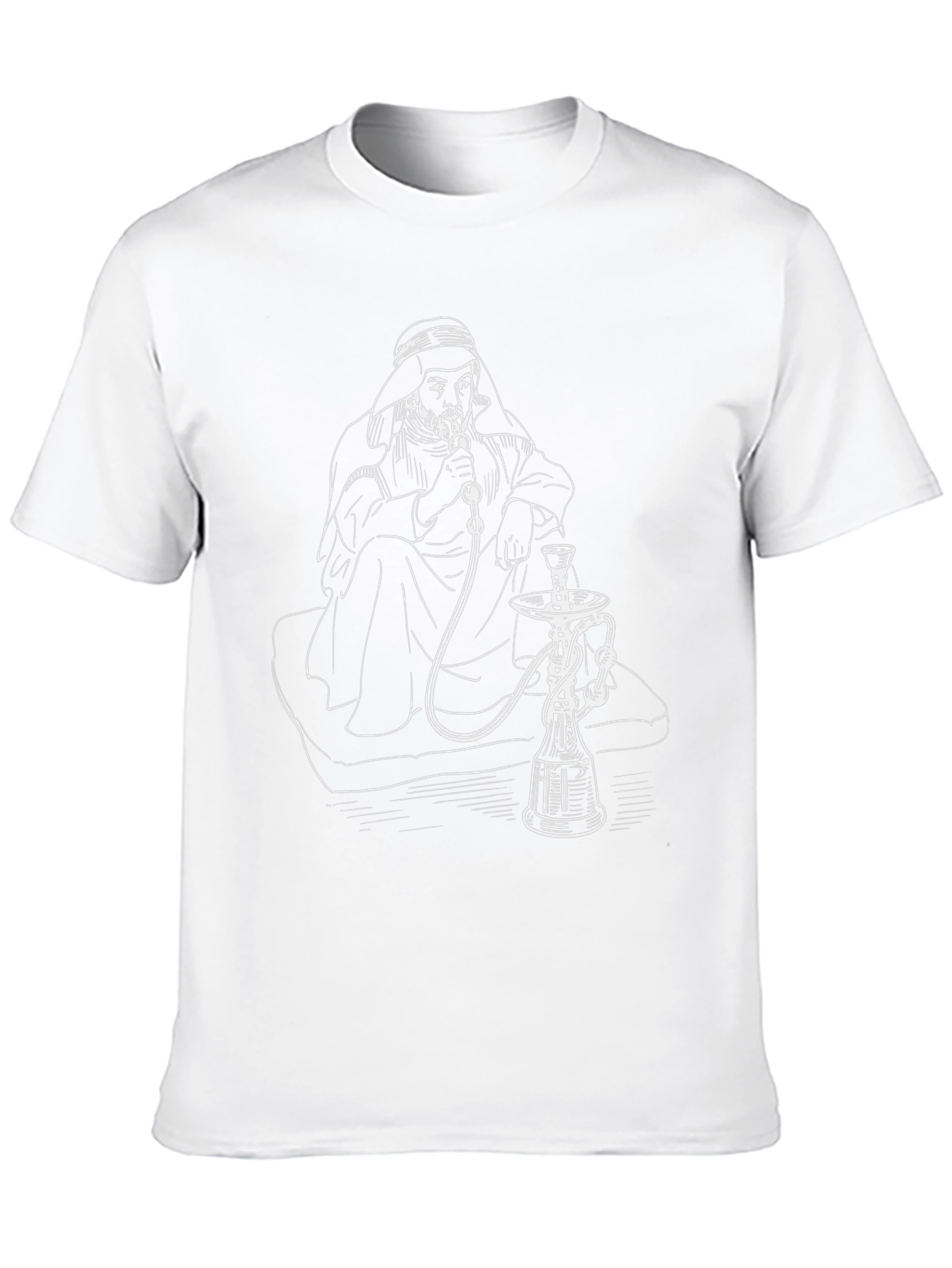 Hookah Smoking Man Graphic Tee - Black T-Shirt