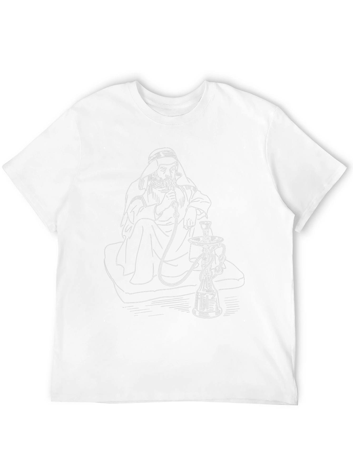 Hookah Smoking Man Graphic Tee - Black T-Shirt