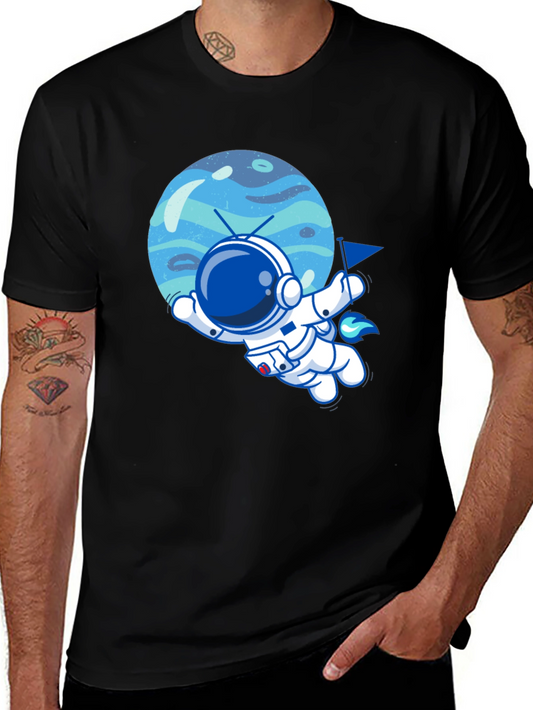 Astronaut & Planet Graphic Tee - Cool Space T-Shirt