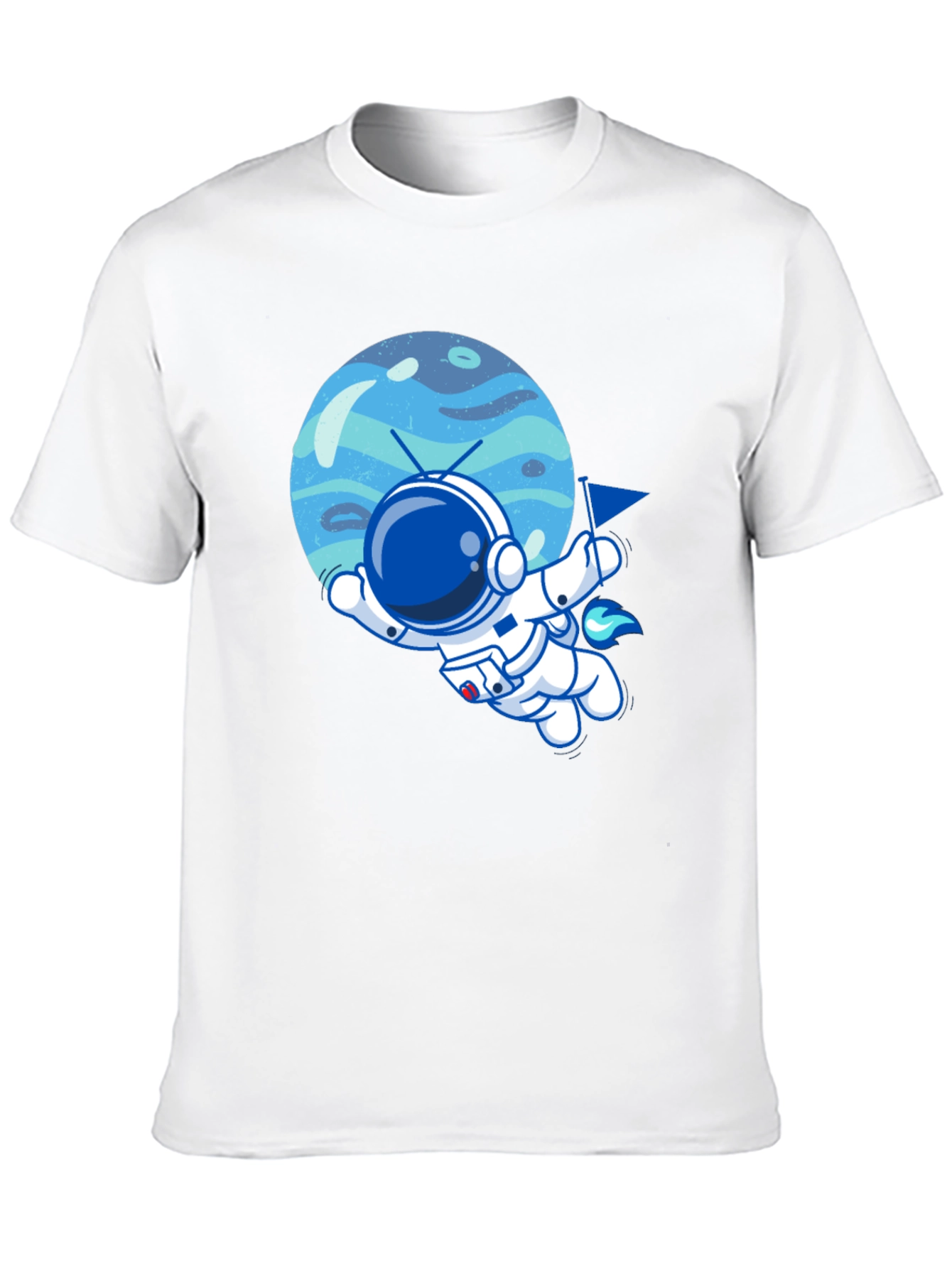 Astronaut & Planet Graphic Tee - Cool Space T-Shirt