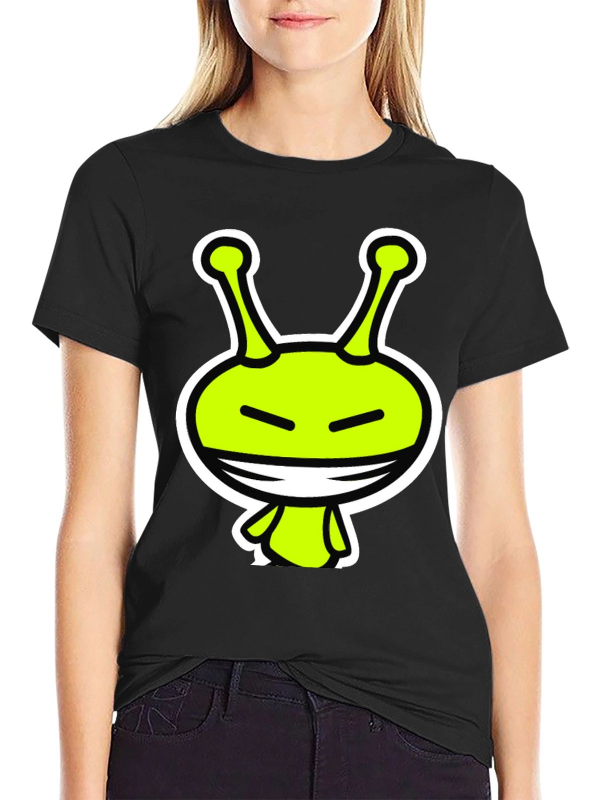 Alien Graphic Tee - Black Crewneck T-Shirt