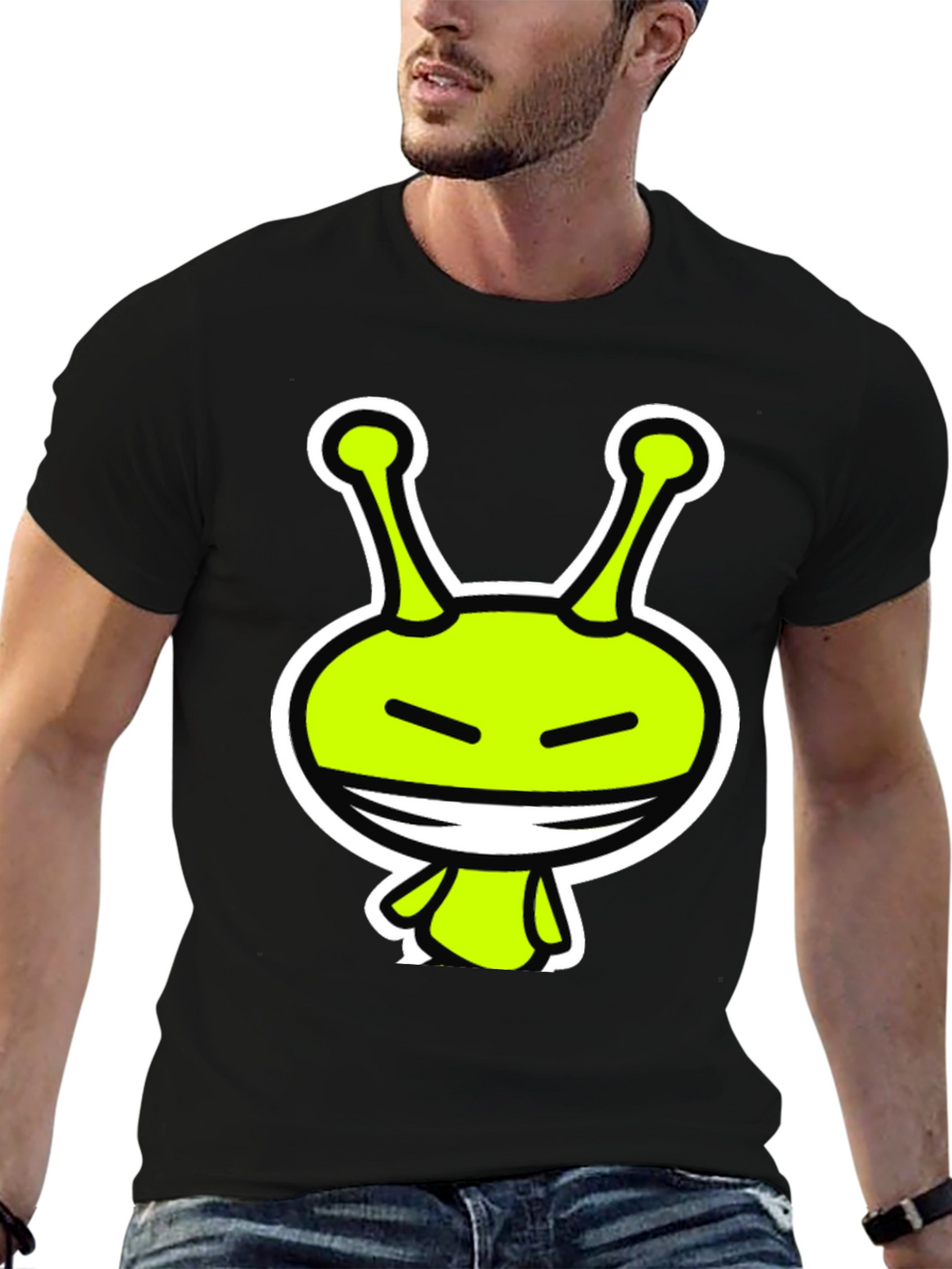 Alien Graphic Tee - Black Crewneck T-Shirt