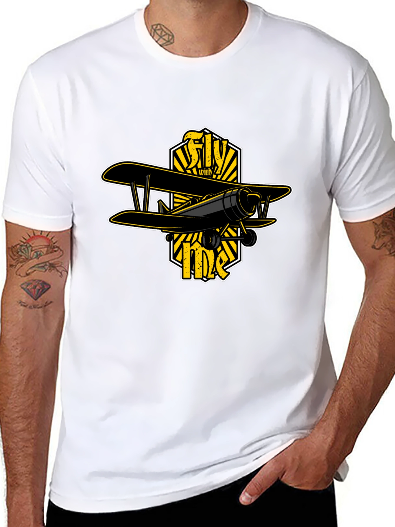 Fly With Me Biplane Graphic T-Shirt