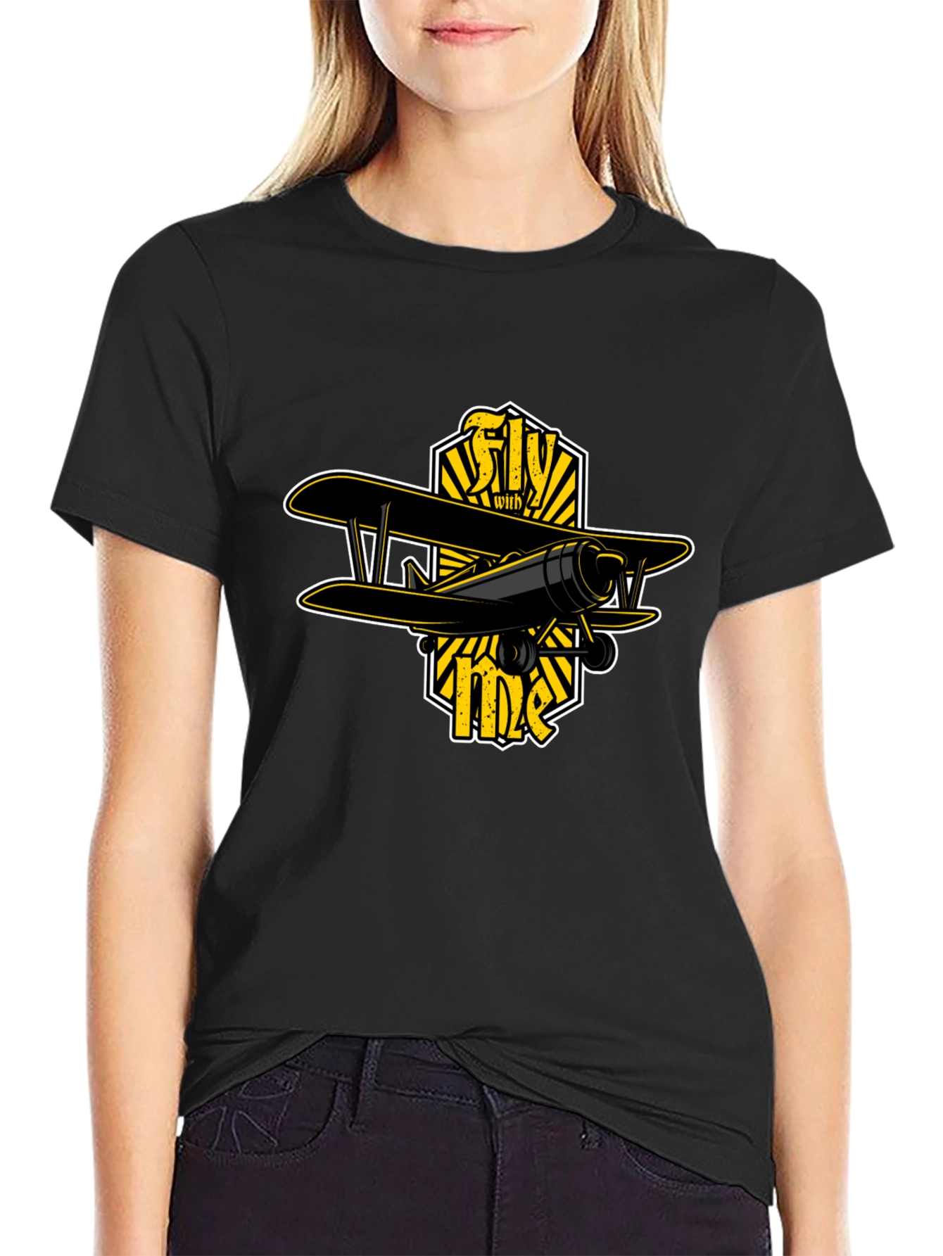 Fly With Me Biplane Graphic T-Shirt