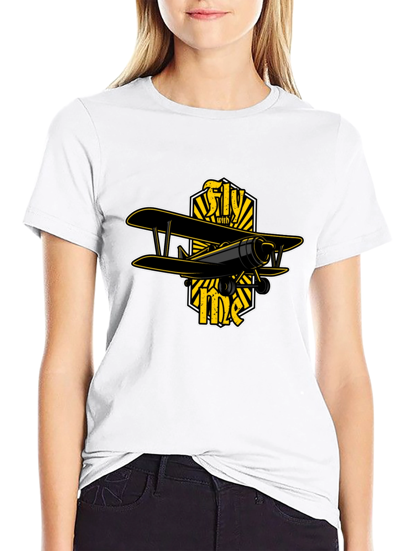 Fly With Me Biplane Graphic T-Shirt
