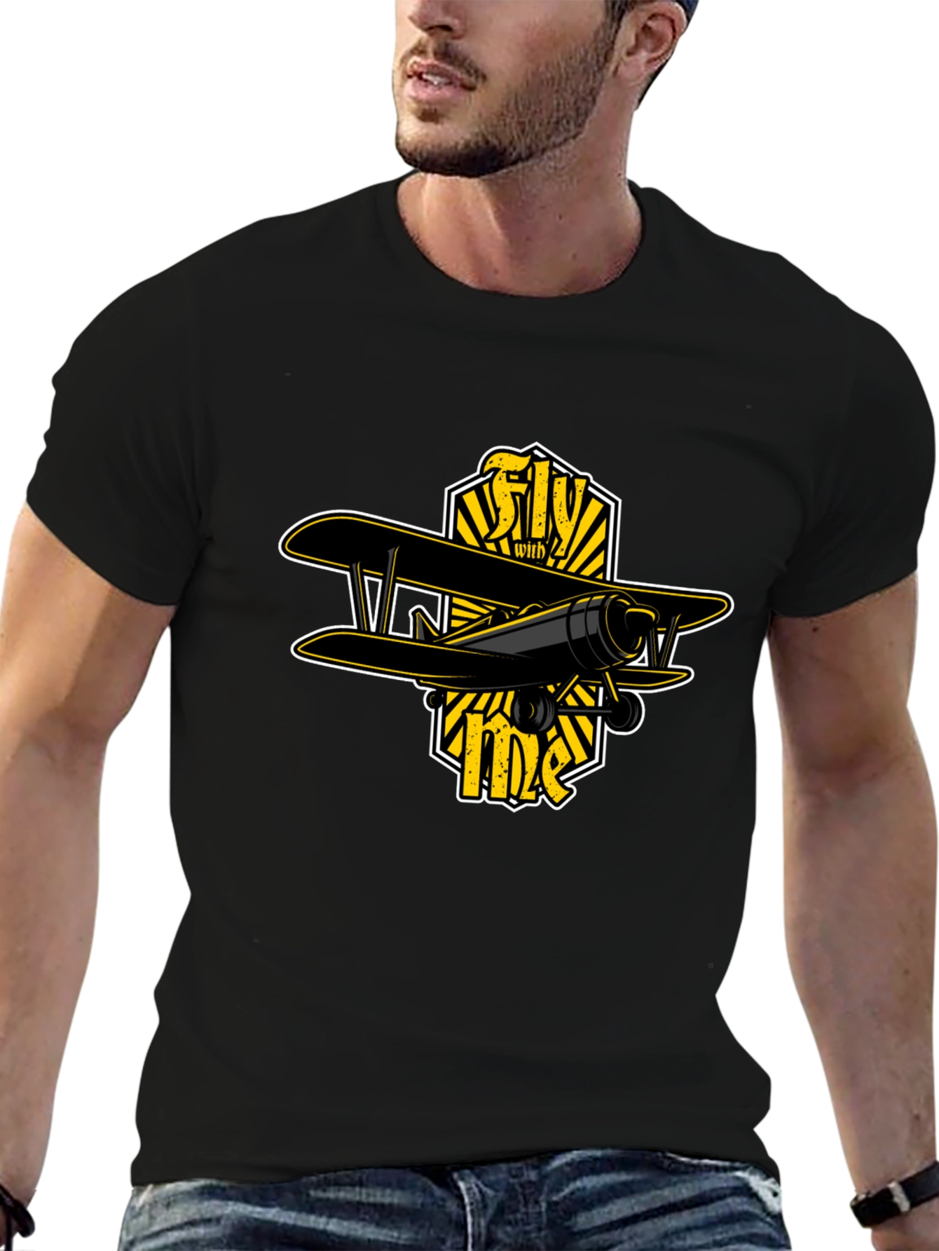 Fly With Me Biplane Graphic T-Shirt