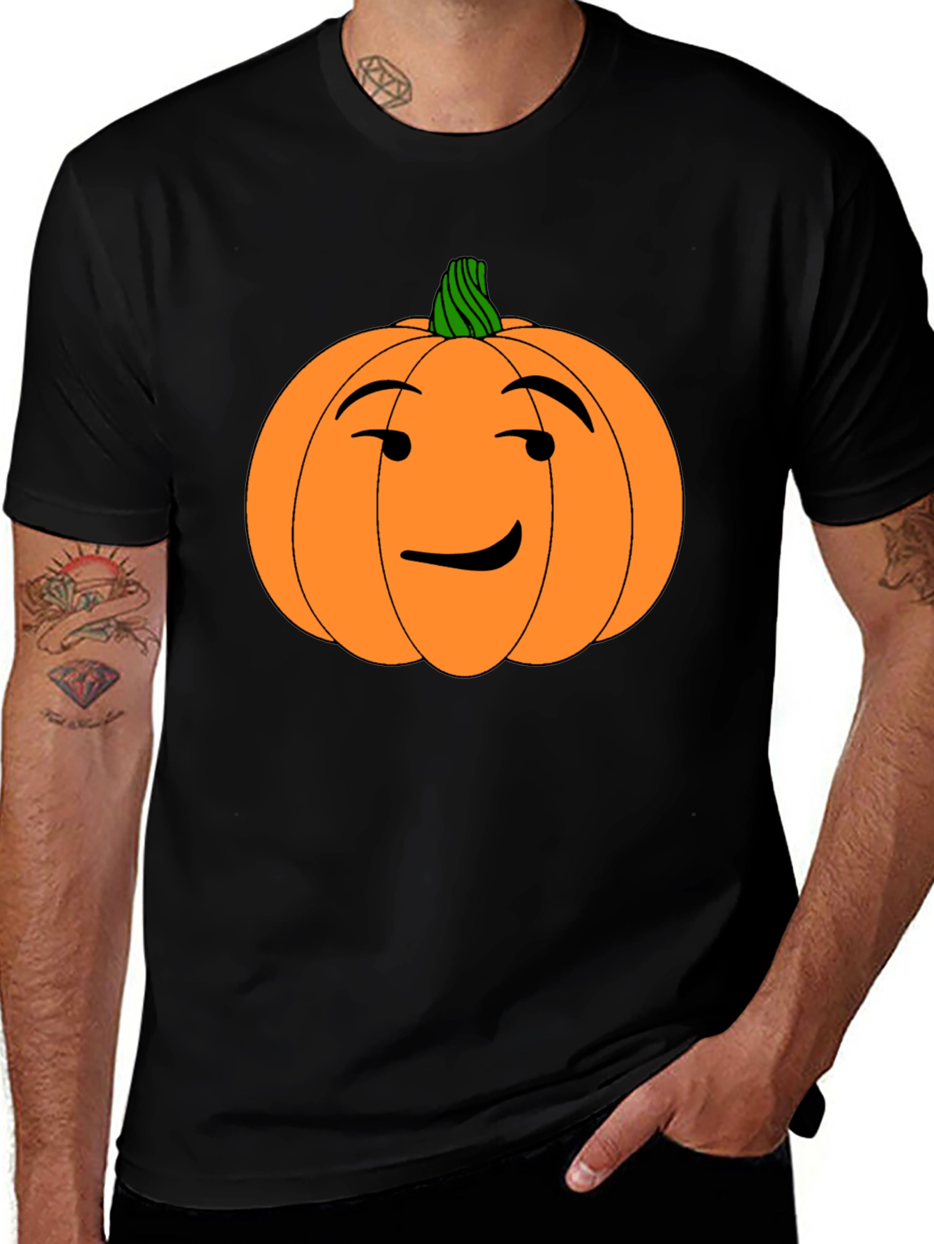 Funny Pumpkin Face Halloween Black T-Shirt