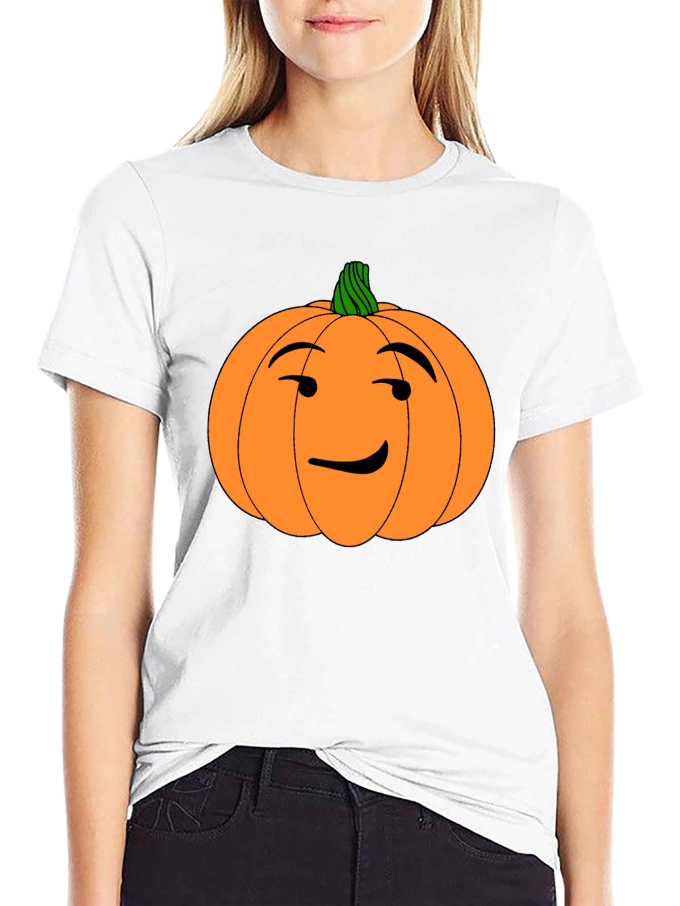 Funny Pumpkin Face Halloween Black T-Shirt