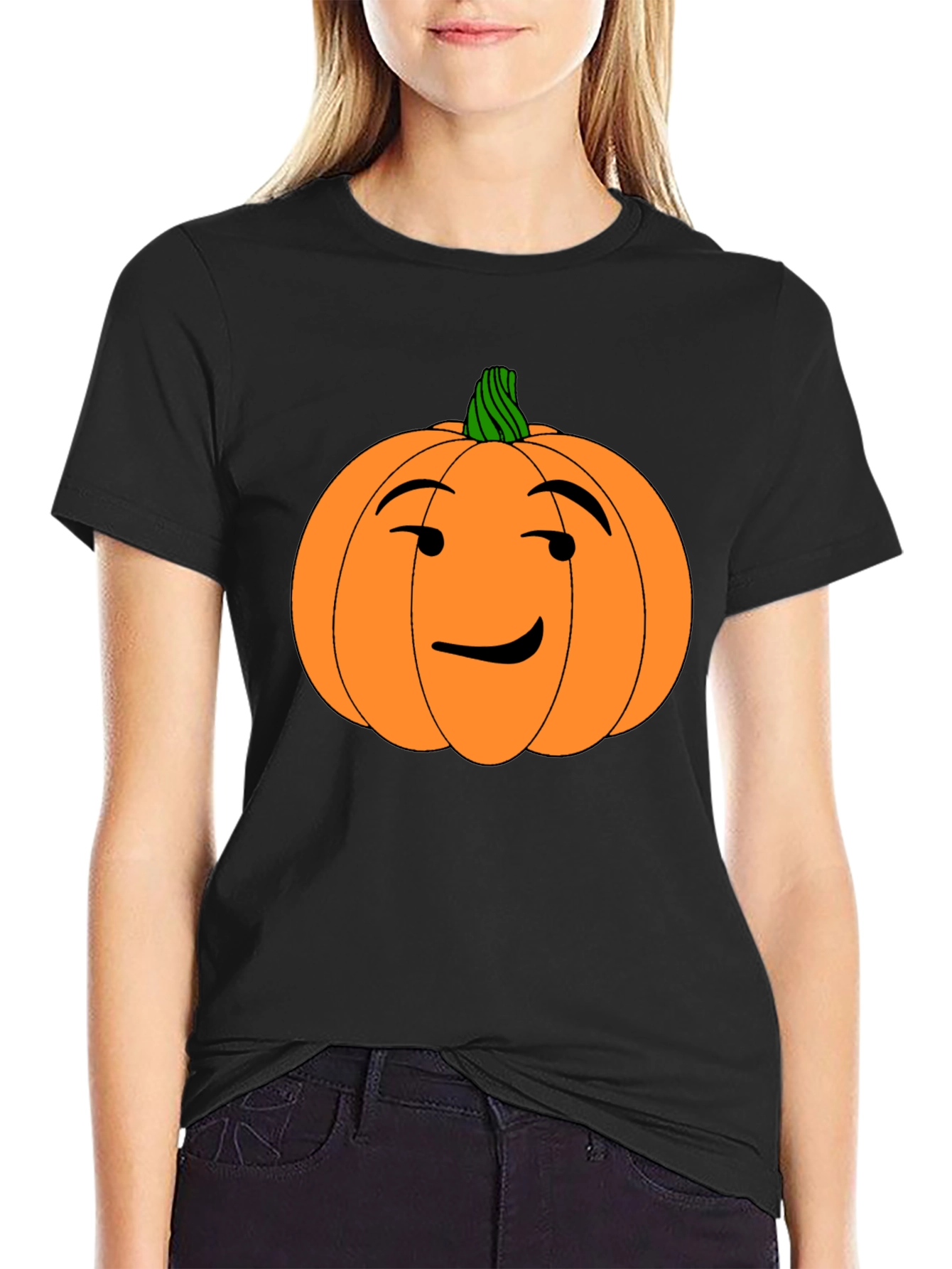 Funny Pumpkin Face Halloween Black T-Shirt