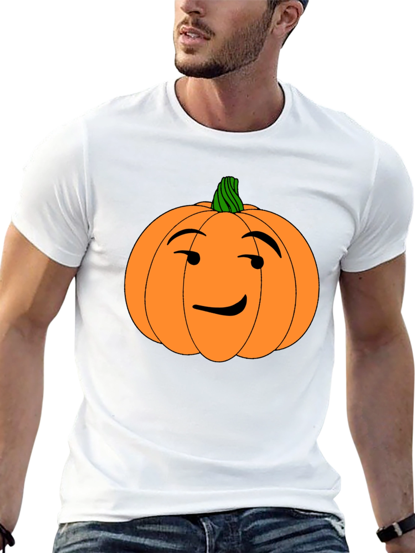 Funny Pumpkin Face Halloween Black T-Shirt