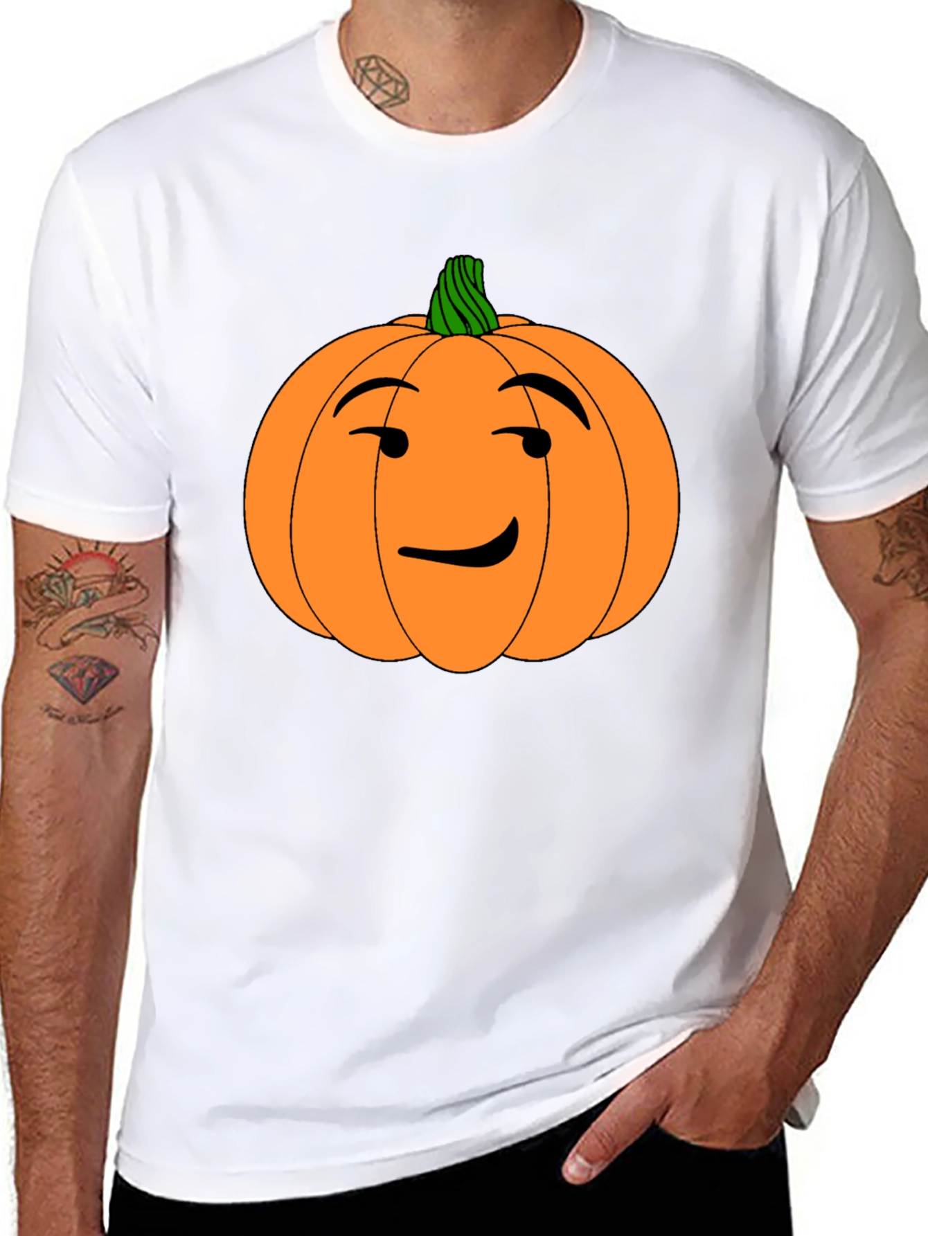 Funny Pumpkin Face Halloween Black T-Shirt