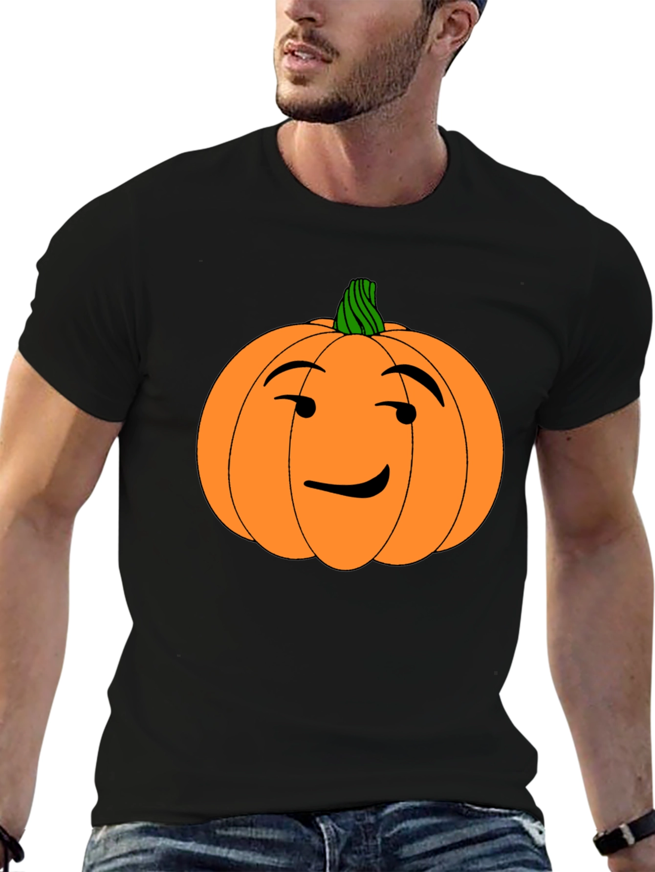Funny Pumpkin Face Halloween Black T-Shirt