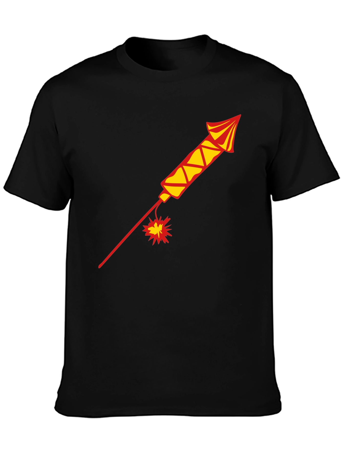 Black T-Shirt with Firework Design