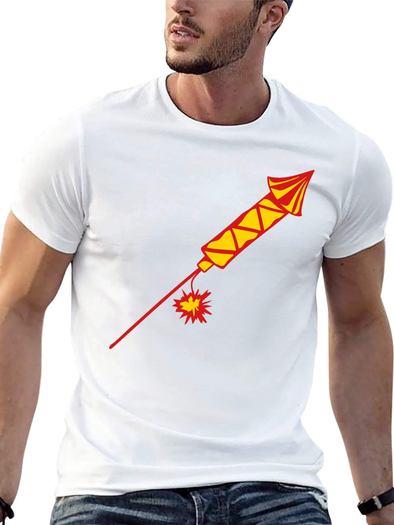 Black T-Shirt with Firework Design