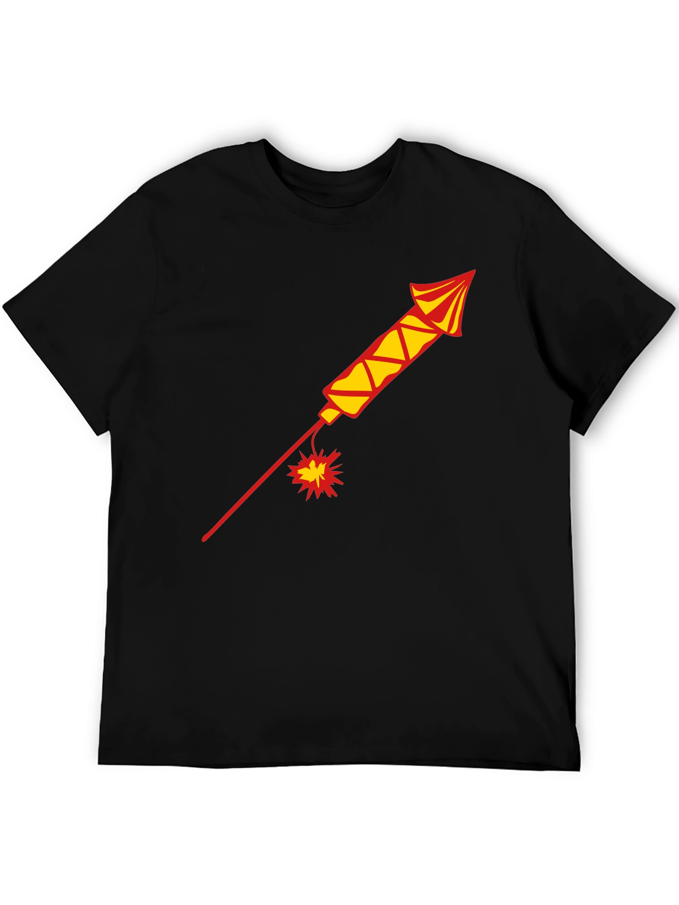 Black T-Shirt with Firework Design